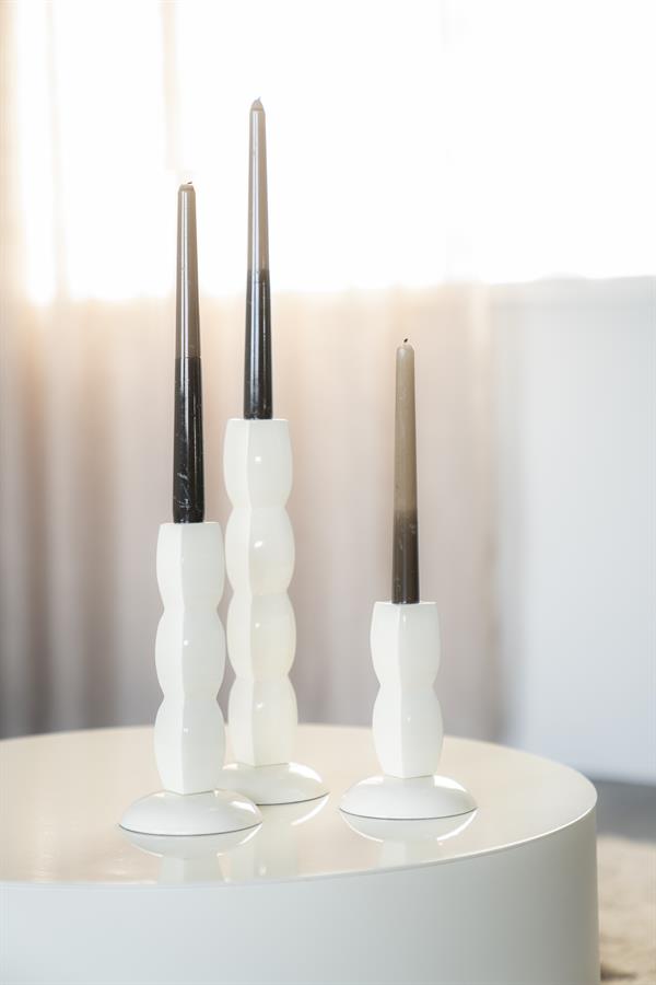 Candles Candle holder Prinz 10x10x28 / 10x10x21 / 10x10x15 – beige | By Boo