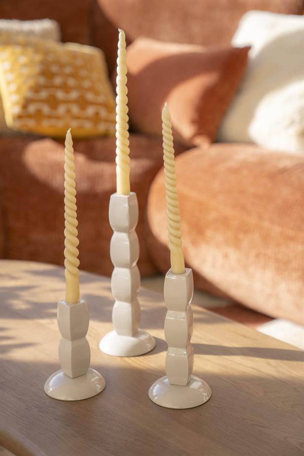 Candles Candle holder Prinz 10x10x28 / 10x10x21 / 10x10x15 – beige | By Boo