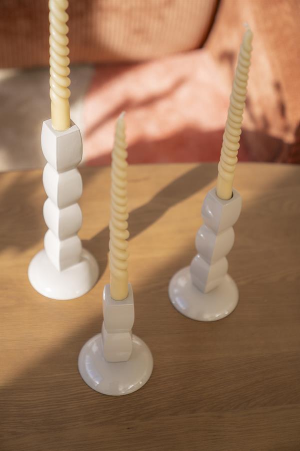 Candles Candle holder Prinz 10x10x28 / 10x10x21 / 10x10x15 – beige | By Boo