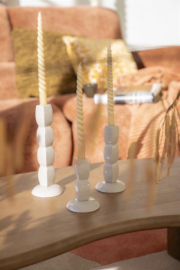 Candles Candle holder Prinz 10x10x28 / 10x10x21 / 10x10x15 – beige | By Boo