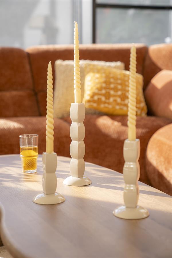 Candles Candle holder Prinz 10x10x28 / 10x10x21 / 10x10x15 – beige | By Boo