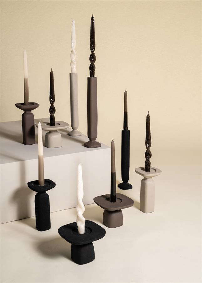 Candles Candle holder Squand medium 9.6x9.6x18 – bruin | By Boo