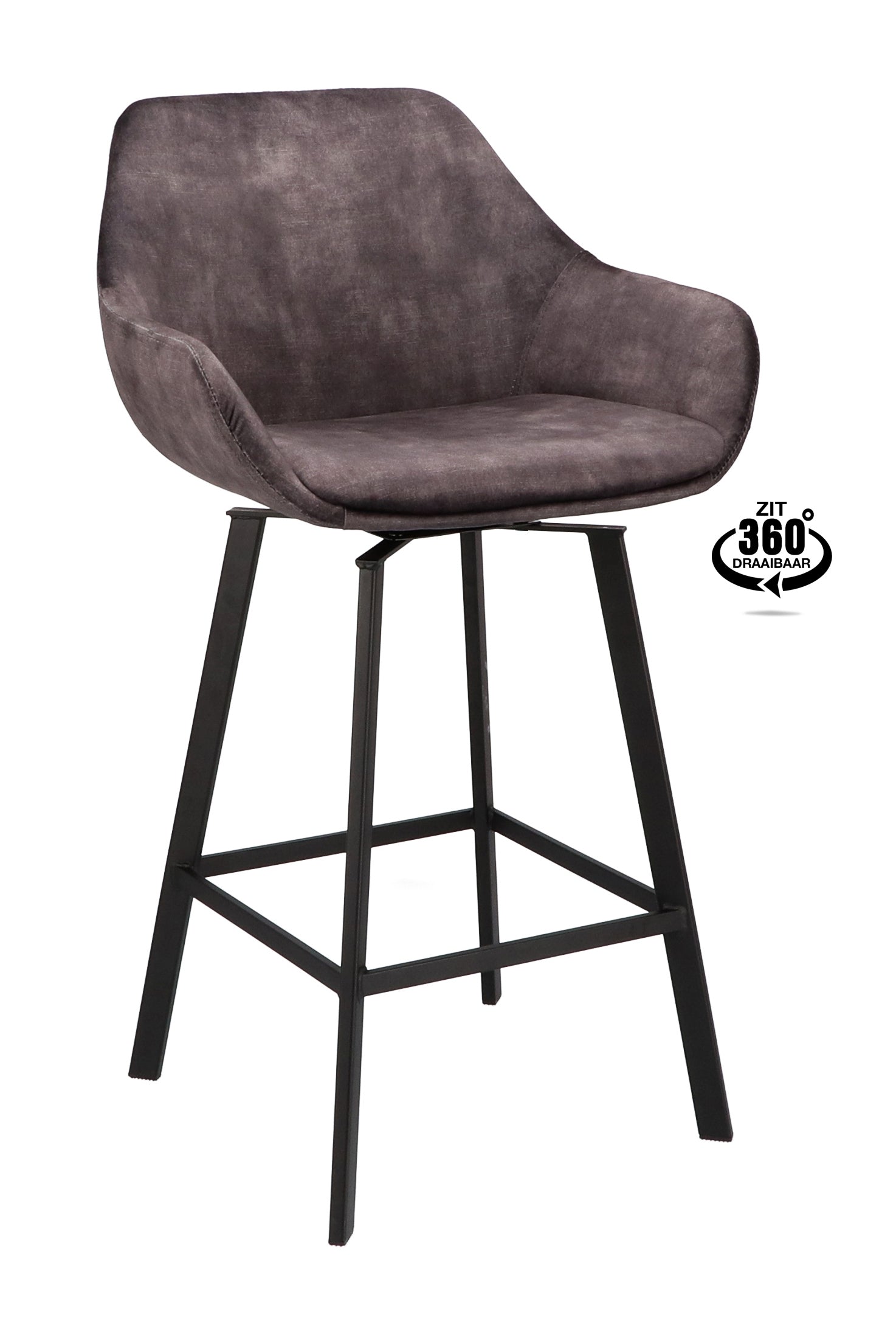 Barkruk met armleuning Royal - ZH 65 Stof Adore Anthracite Leg Black