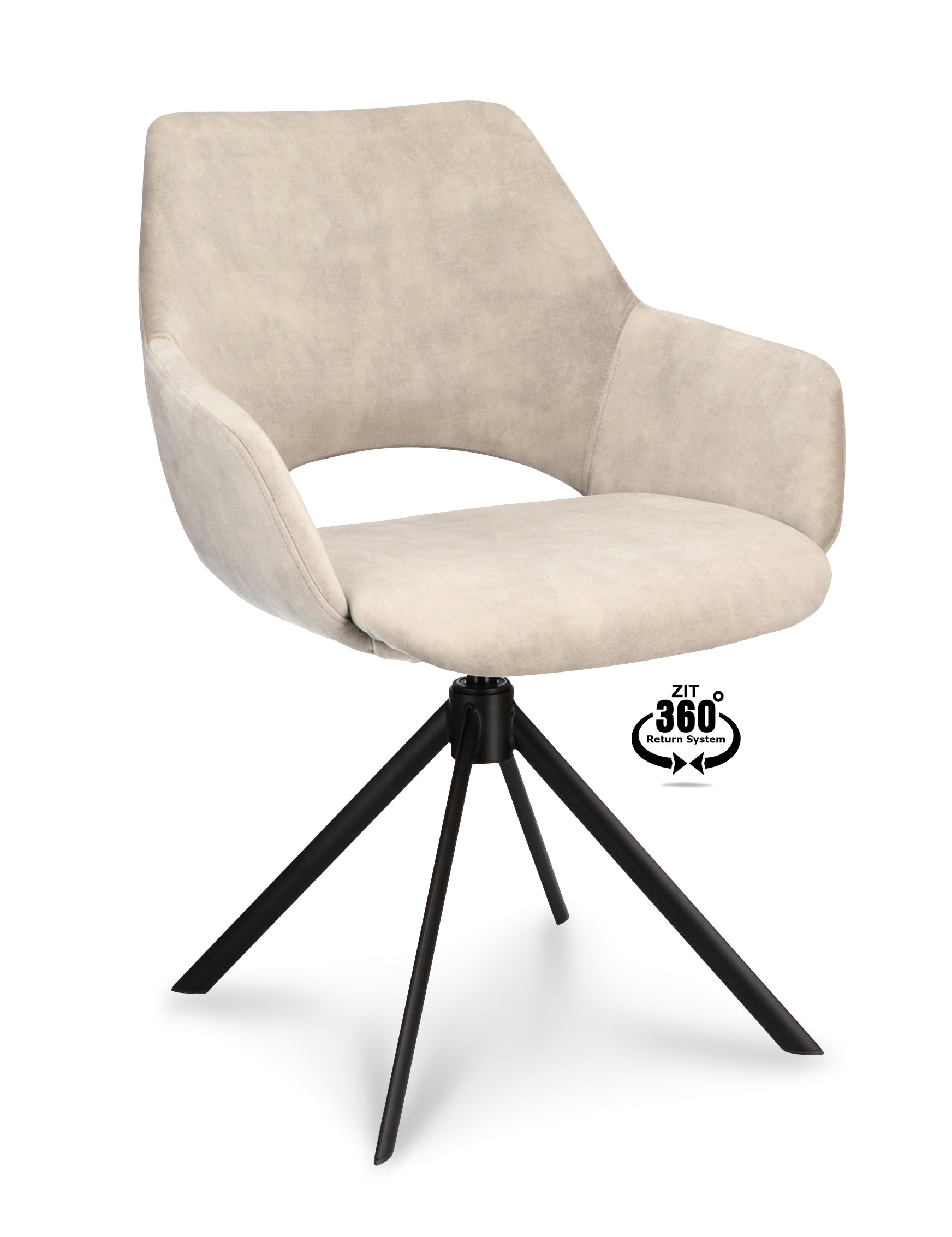 Armstoel Ahsoka Stof Adore Oyster Leg Black 360° Return-system