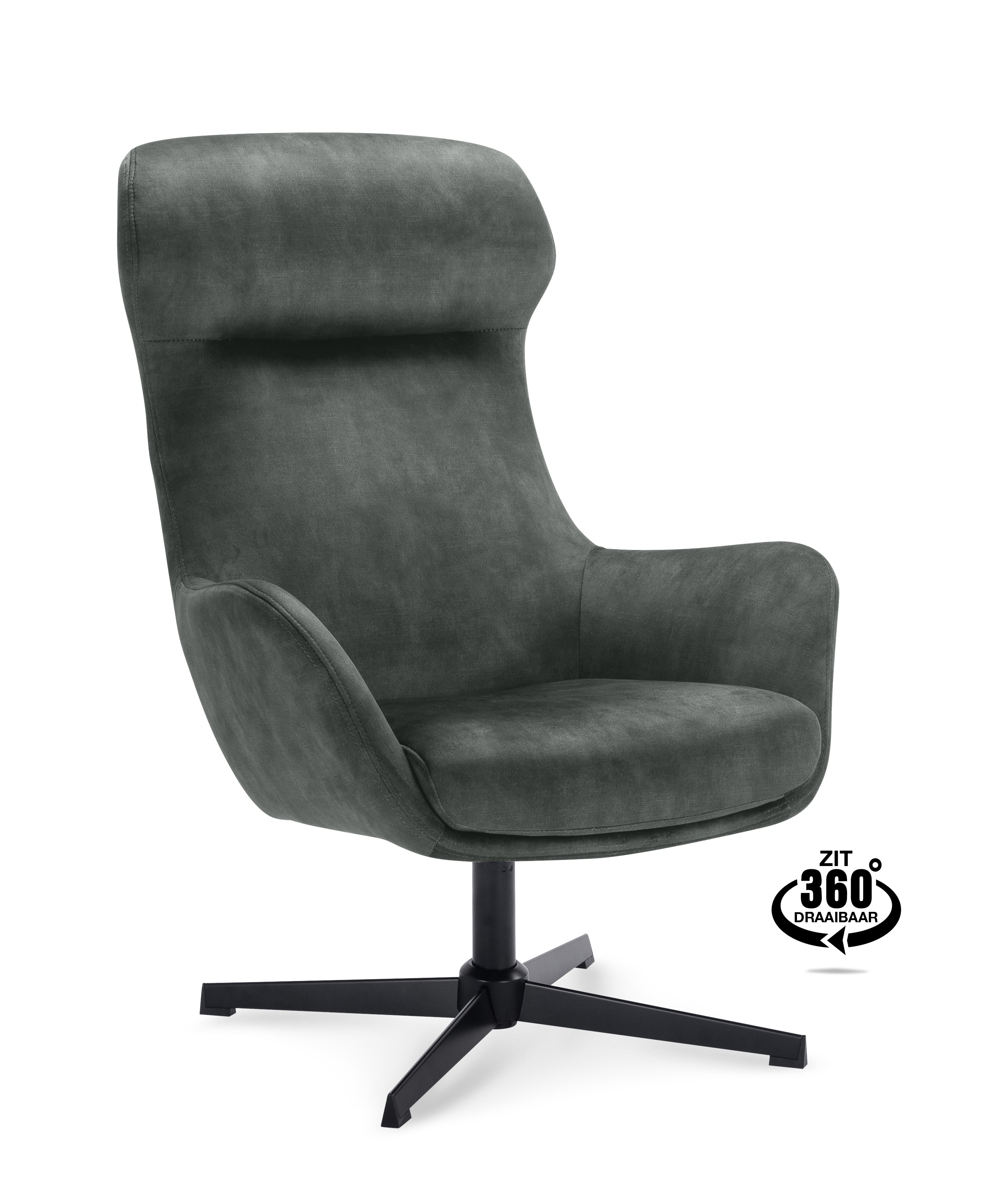Fauteuil Vienna Stof Adore Hunter Draaivoet Zwart