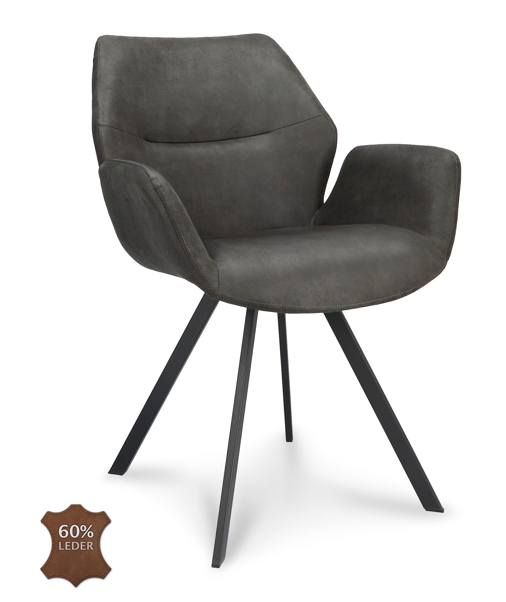 Armstoel Pine Microleder Bull Anthracite Leg Black