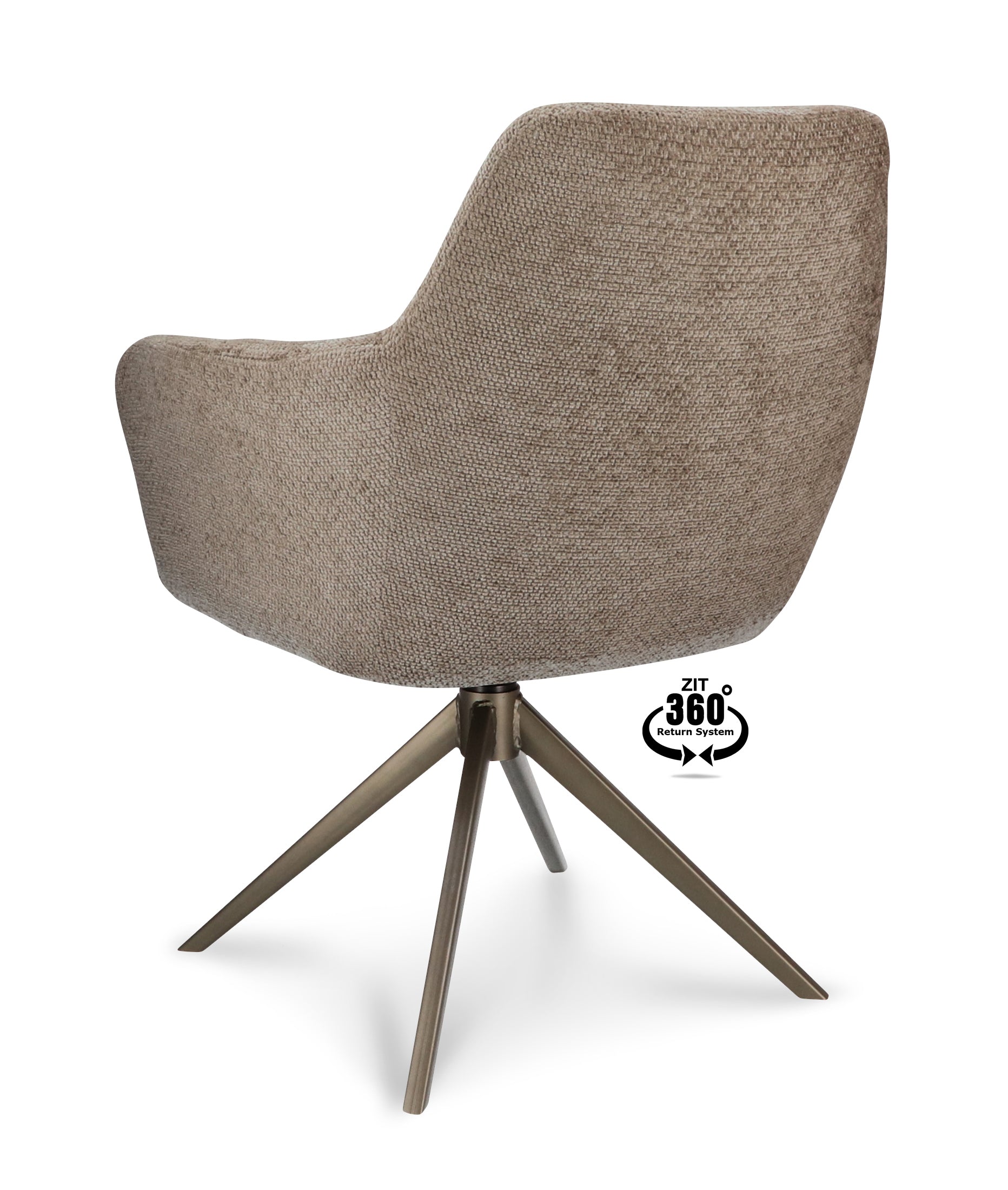 Armstoel Bowie 360 Stof Movie Taupe Leg Bronze 360° Return-system