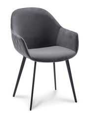 Armstoel Calvin Stof Velvet 18 Dark Grey Leg Black