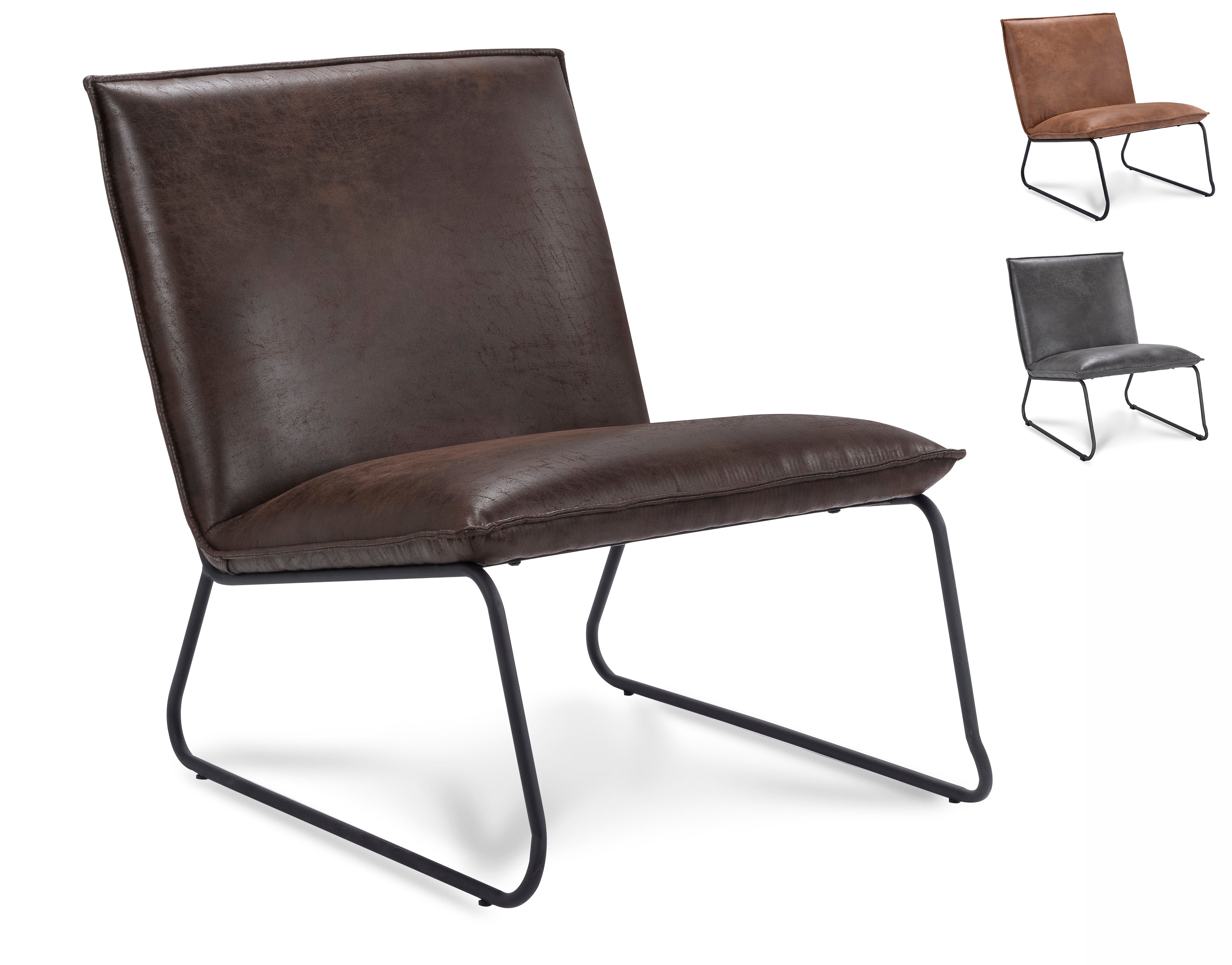 Fauteuil Chapman 1 seater Stof Rawhide Bruin Gun color frame