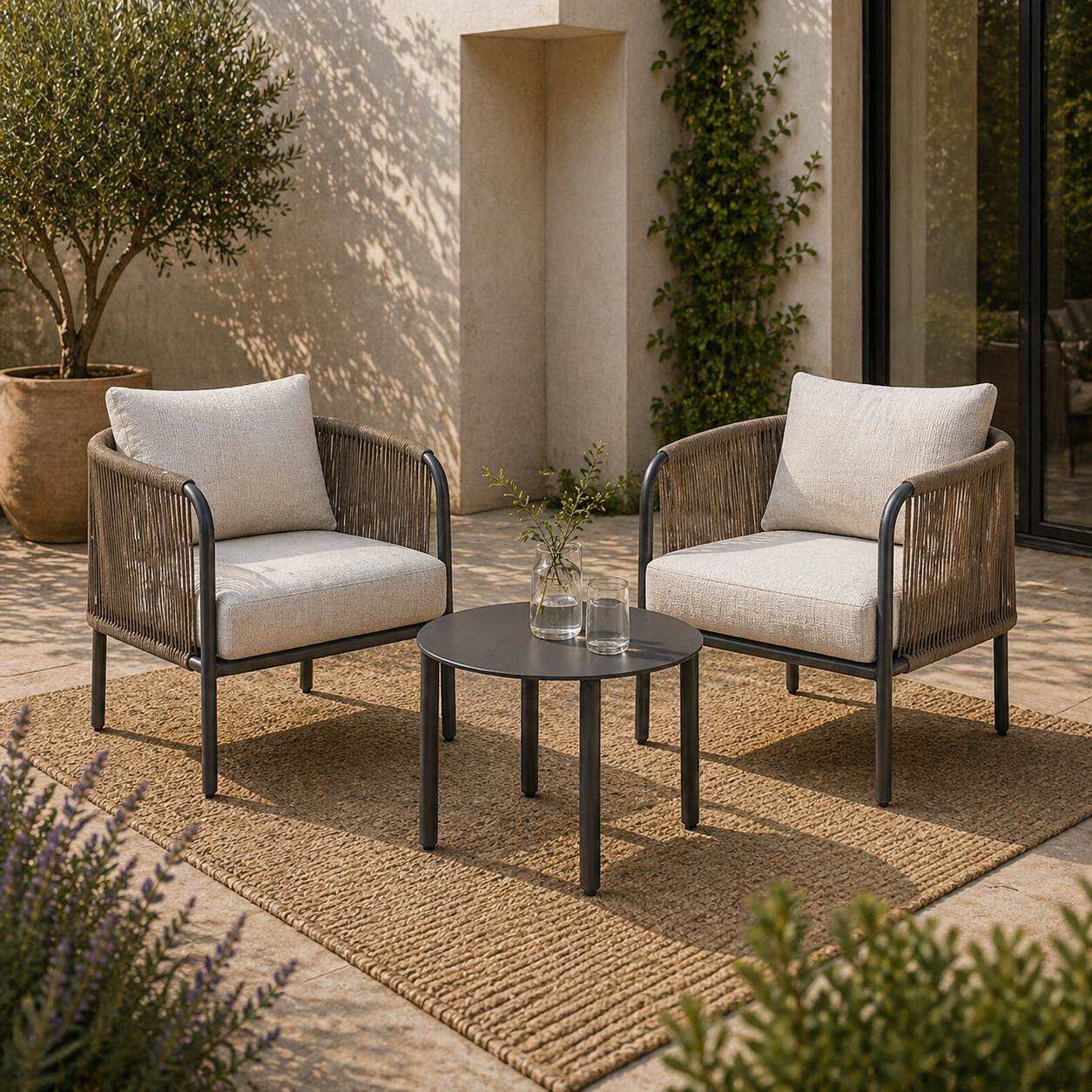 Loungeset Palermo – Antraciet | Aluminium Tuinstoel Set -Inclusief hoes en kussens