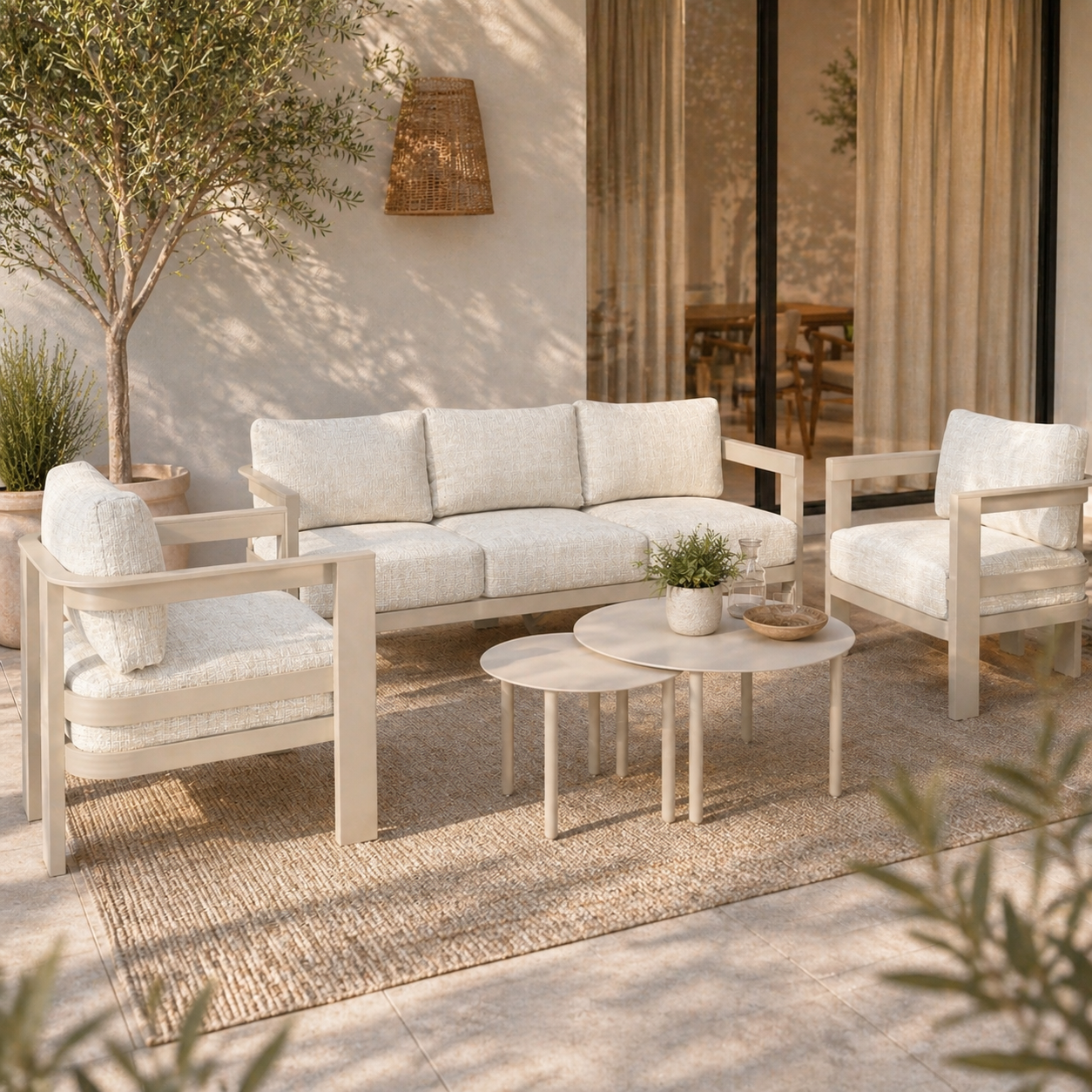 Loungeset Foppe – Crème | Grote Tuinlounge Set