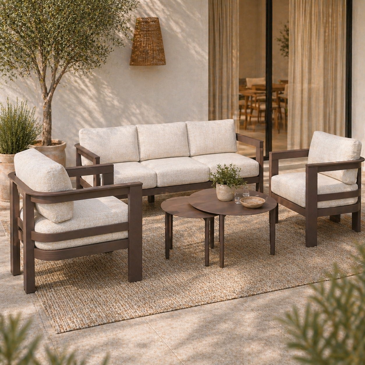 Loungeset Foppe – Bruin | Grote Tuinlounge Set
