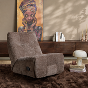Relaxfauteuil Chill bruin draaibaar met voetensteun in moderne woonkamer