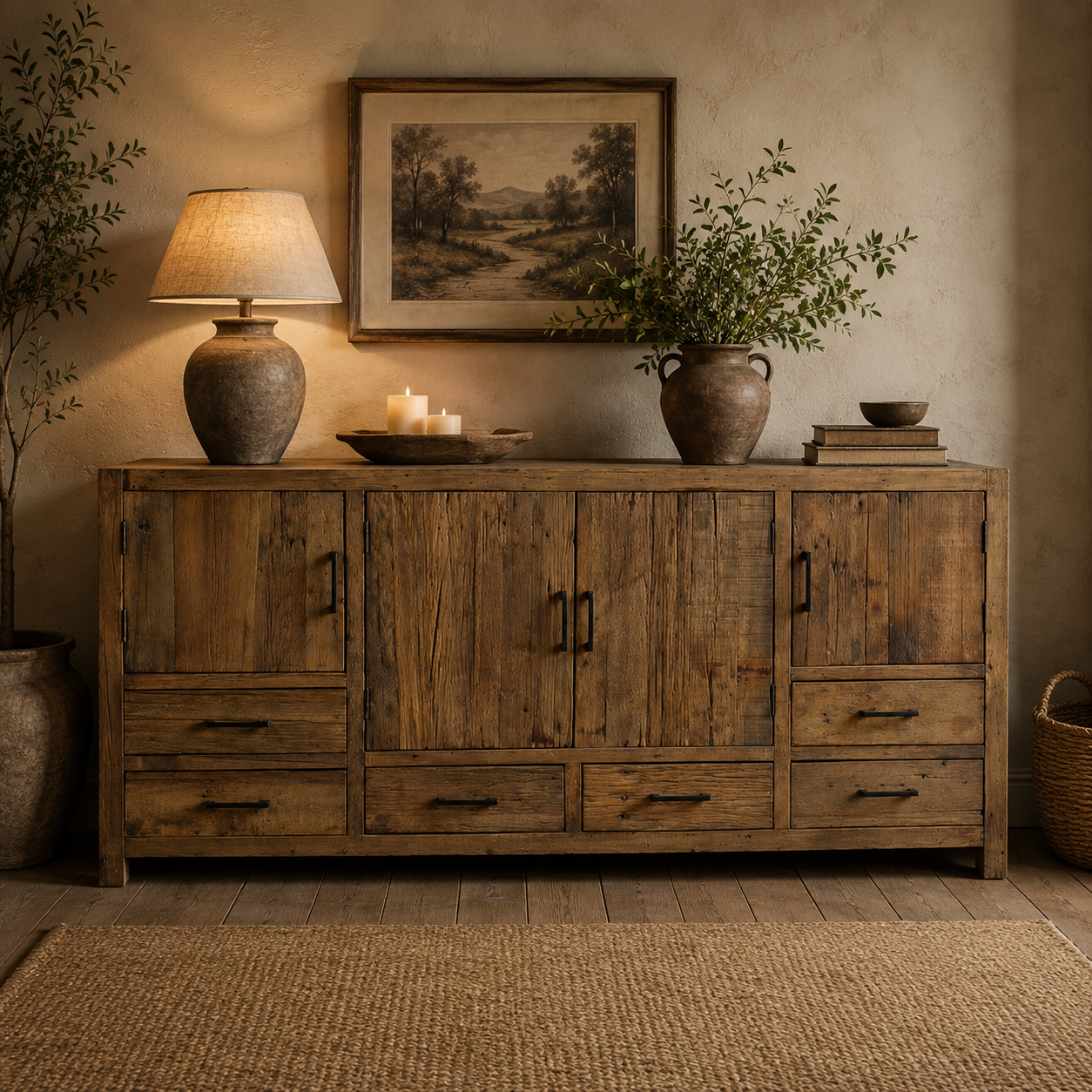 Brent Dressoir 200 cm — Gerecycled hout