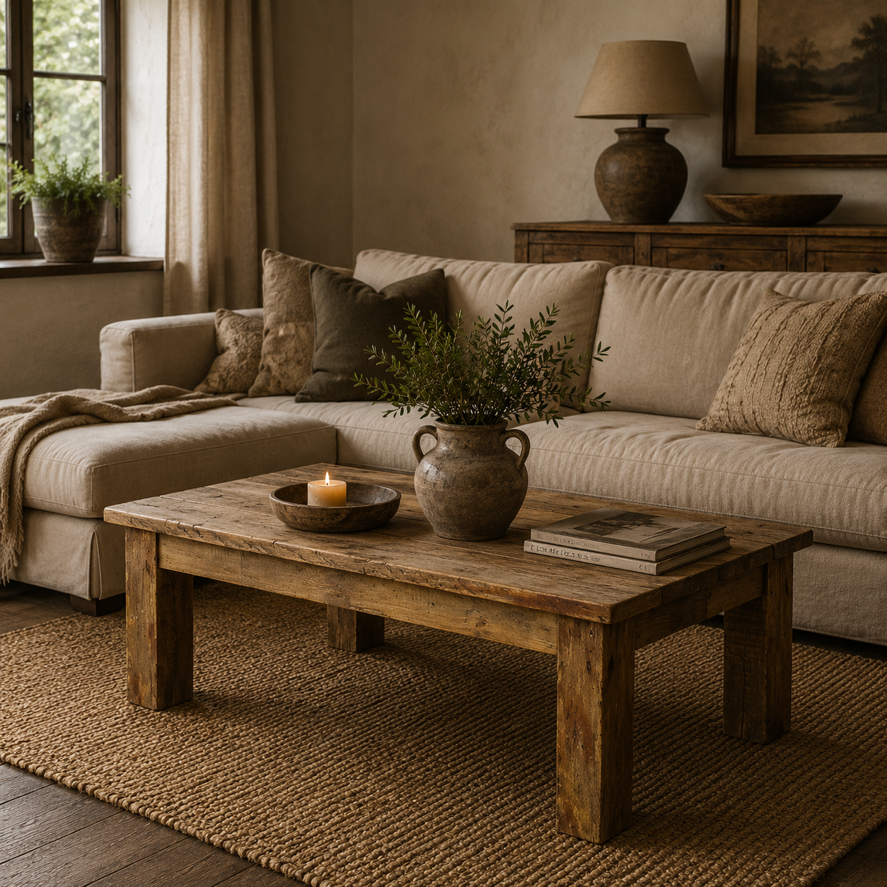 Brent Salontafel 130 × 65 cm — Gerecycled hout