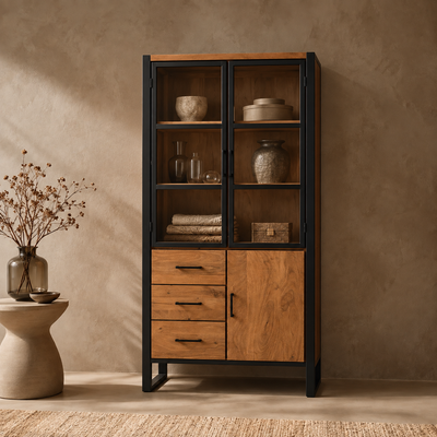 Vitrinekast Kira Mangohout/Metaal - DFM - 100 cm