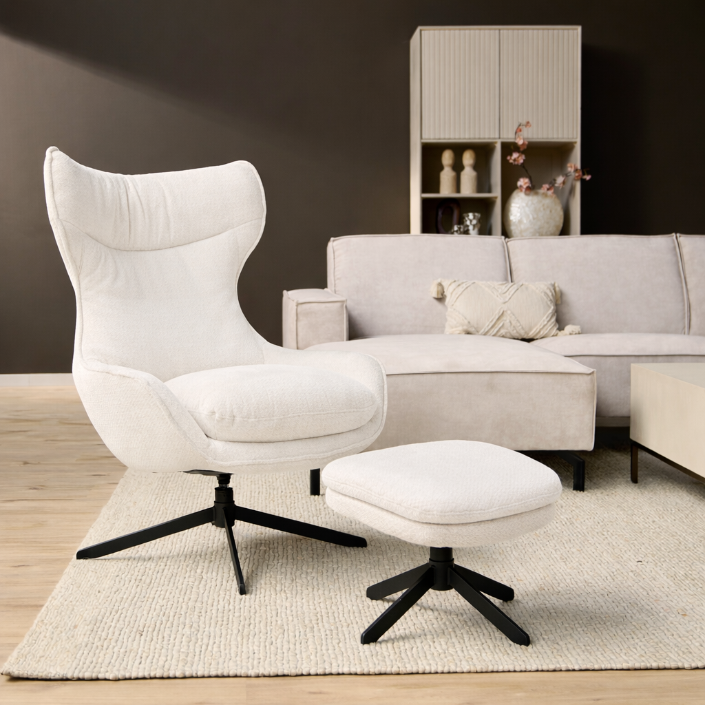 Draaibare fauteuil Olivia Gebroken wit