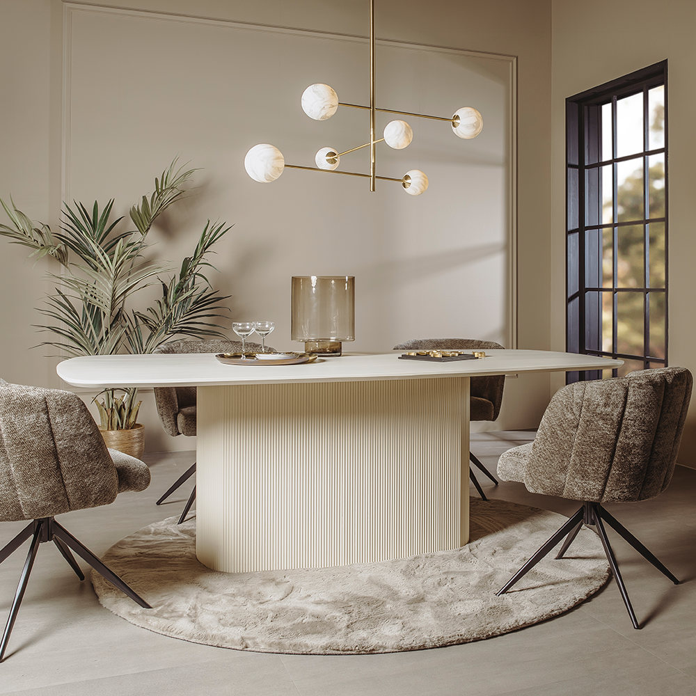 Eetkamertafel – Corbetta – Beige – 220 x 120 x 77 cm – Tower Living