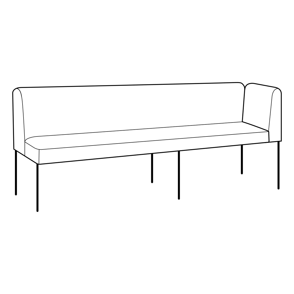 COSMO bank 150 cm met hoek rechts - Yukon 903