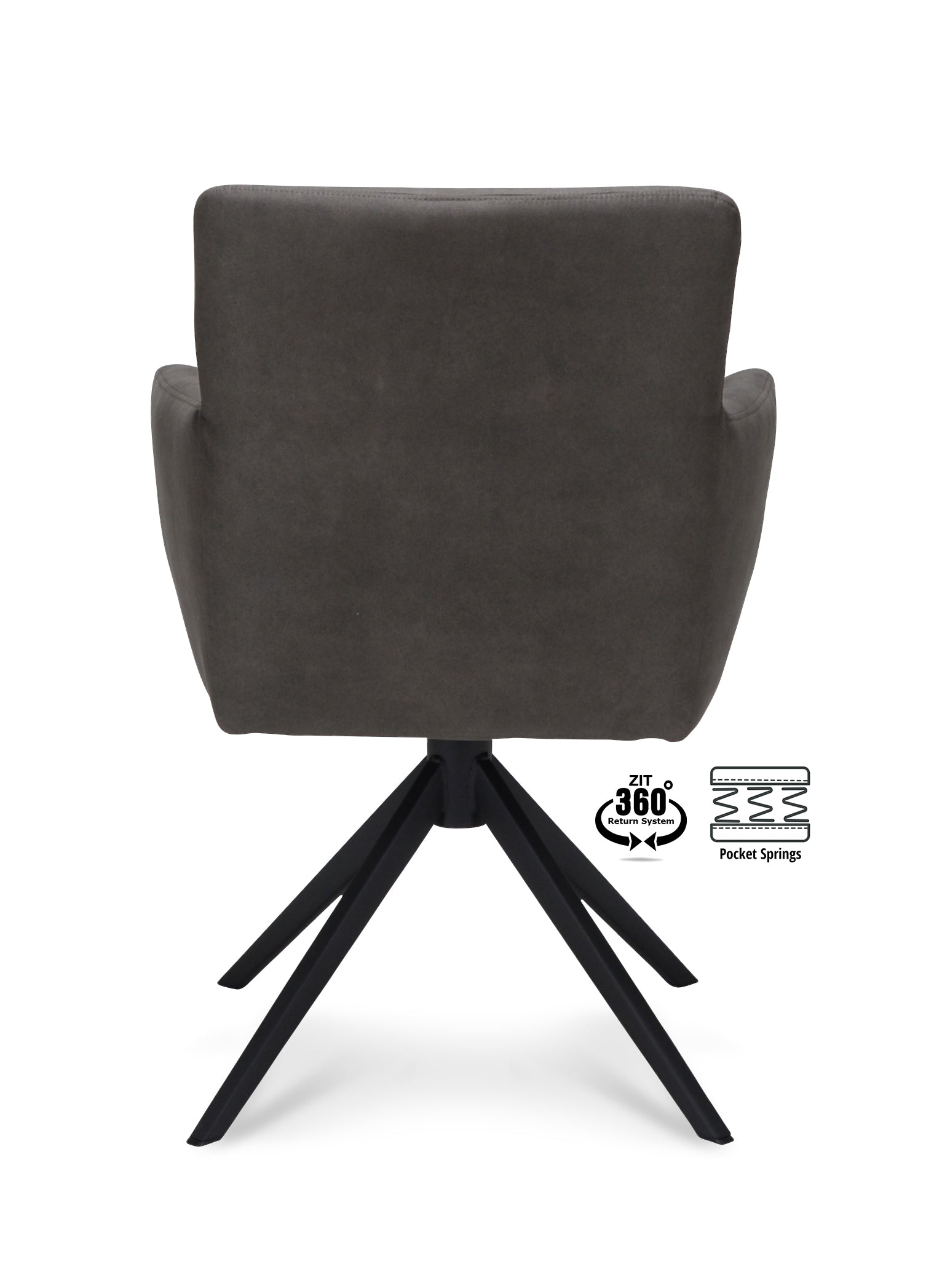 Armstoel Maeve Stof Cowboy 104 Grey Leg Black 360° Return-system