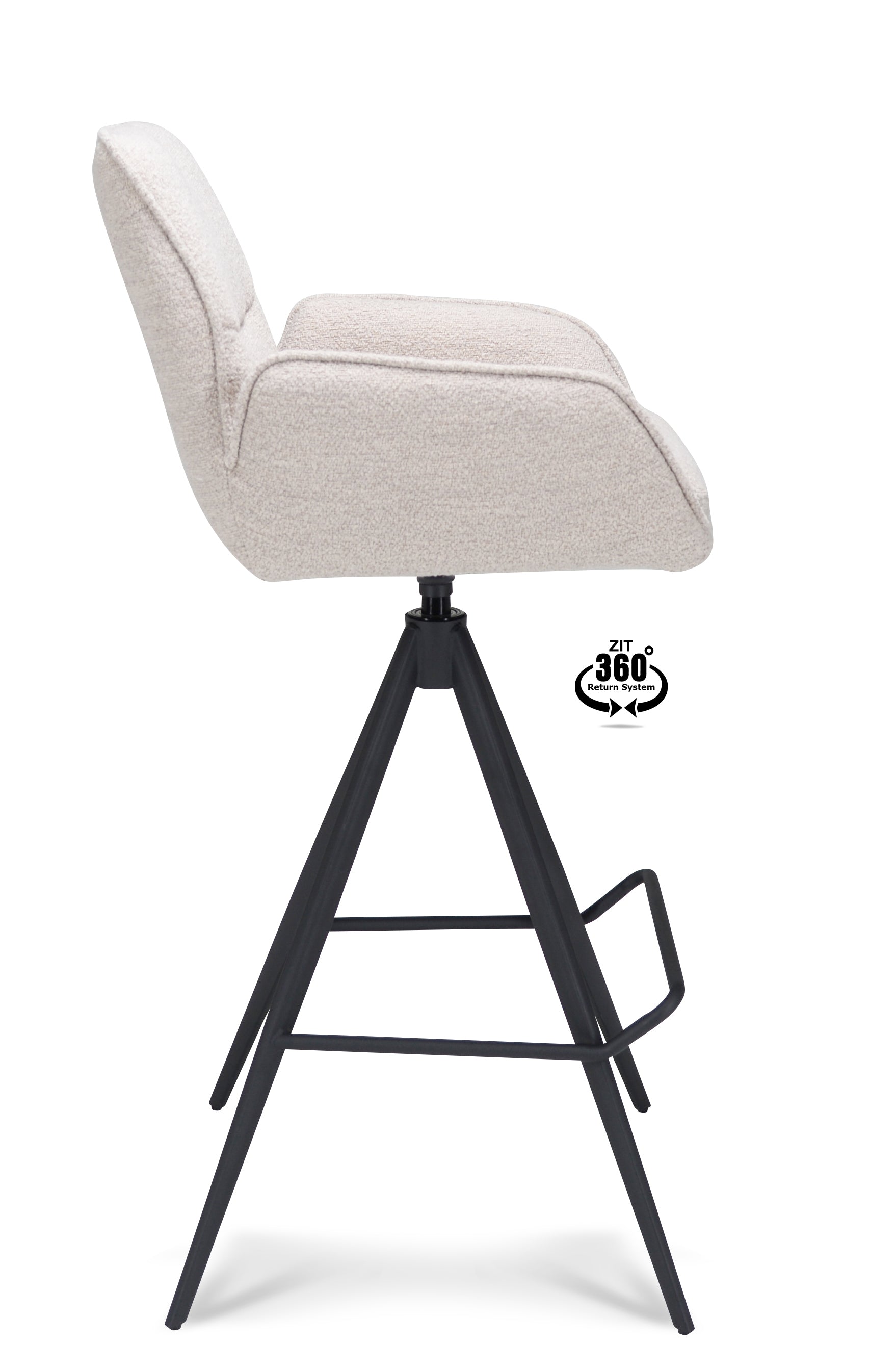 Barkruk met armleuning Bliss - ZH 80 Stof Alpine Natural Leg Black 360° Return-system