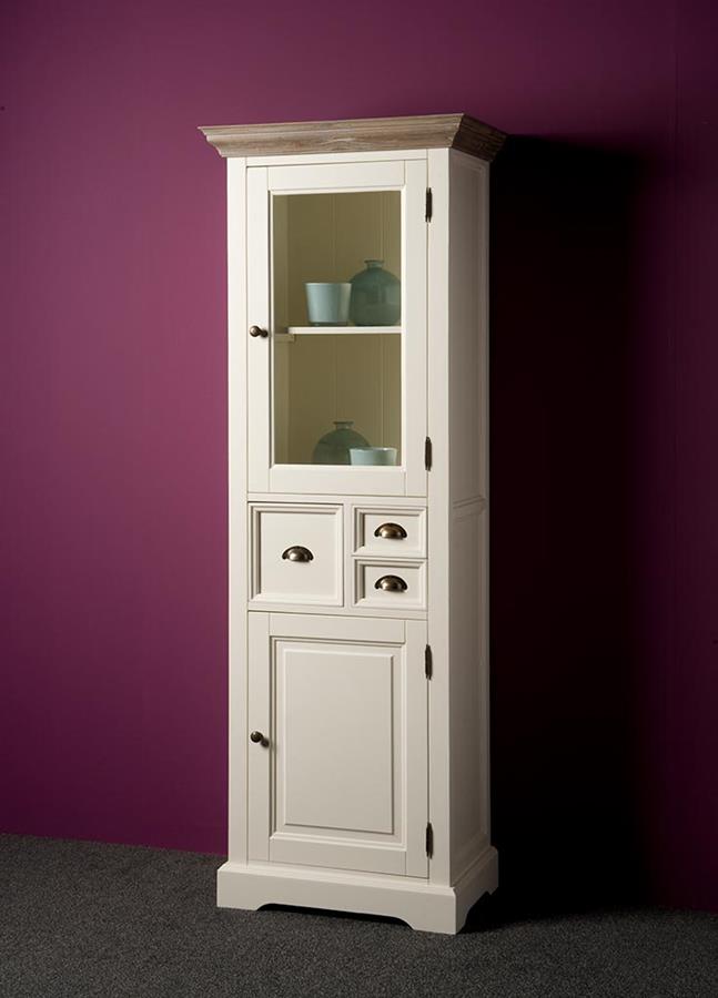 Vitrinekast – Fleur – Wit – 66 x 191 cm – Tower Living