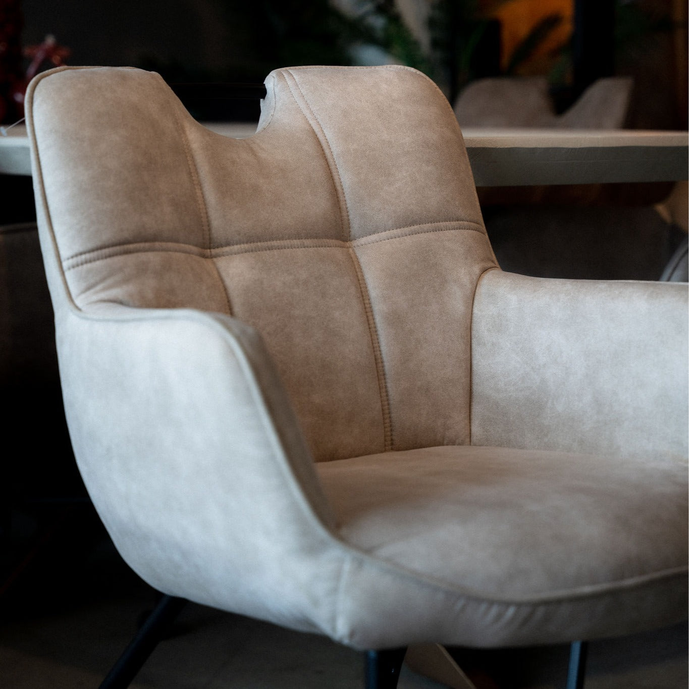 Eetkamerstoel Verona - Brace 23  Beige - Microstof / Eetkamerstoel met armleuning