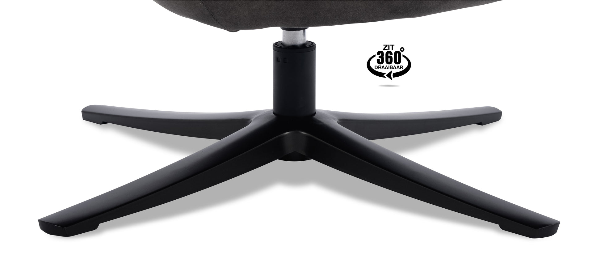 Fauteuil Bronco draaivoet zwart Microleder Bull Graphite