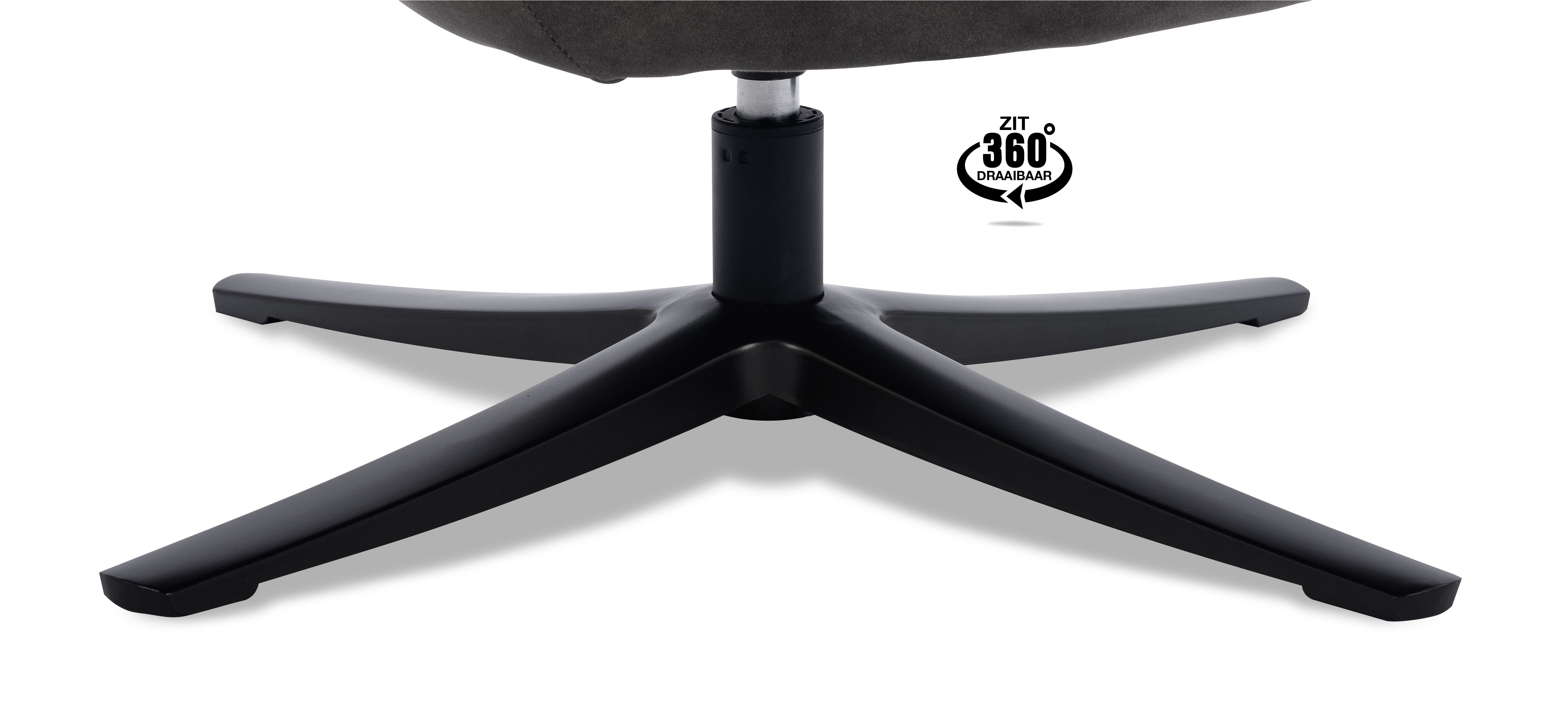 Fauteuil Bronco draaivoet zwart Microleder Bull Graphite