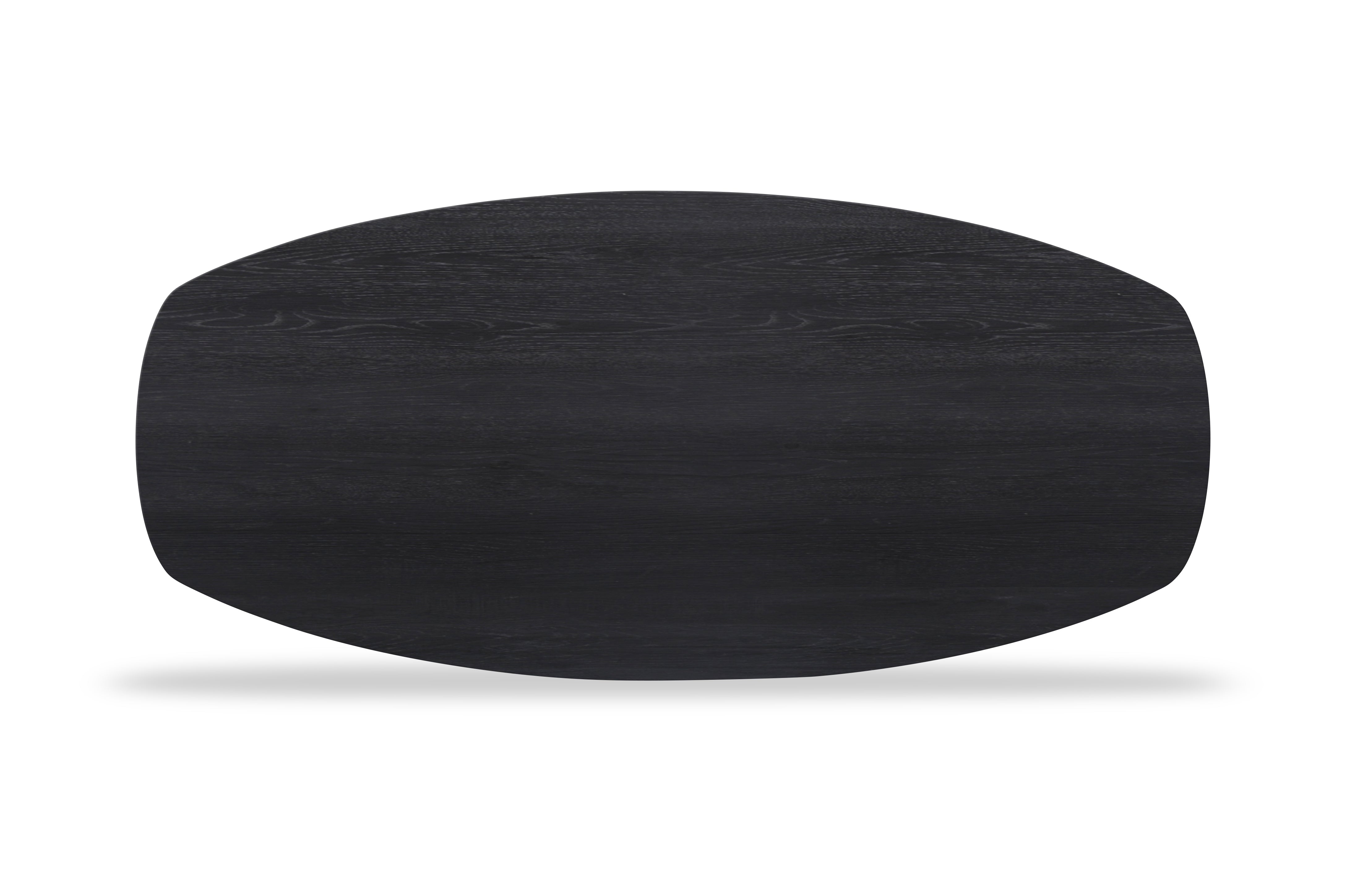 Tafelblad Dune - Eiken - Deens ovaal - verjongd Tafelblad Kleur Smoked Black 240 X 110 X 4
