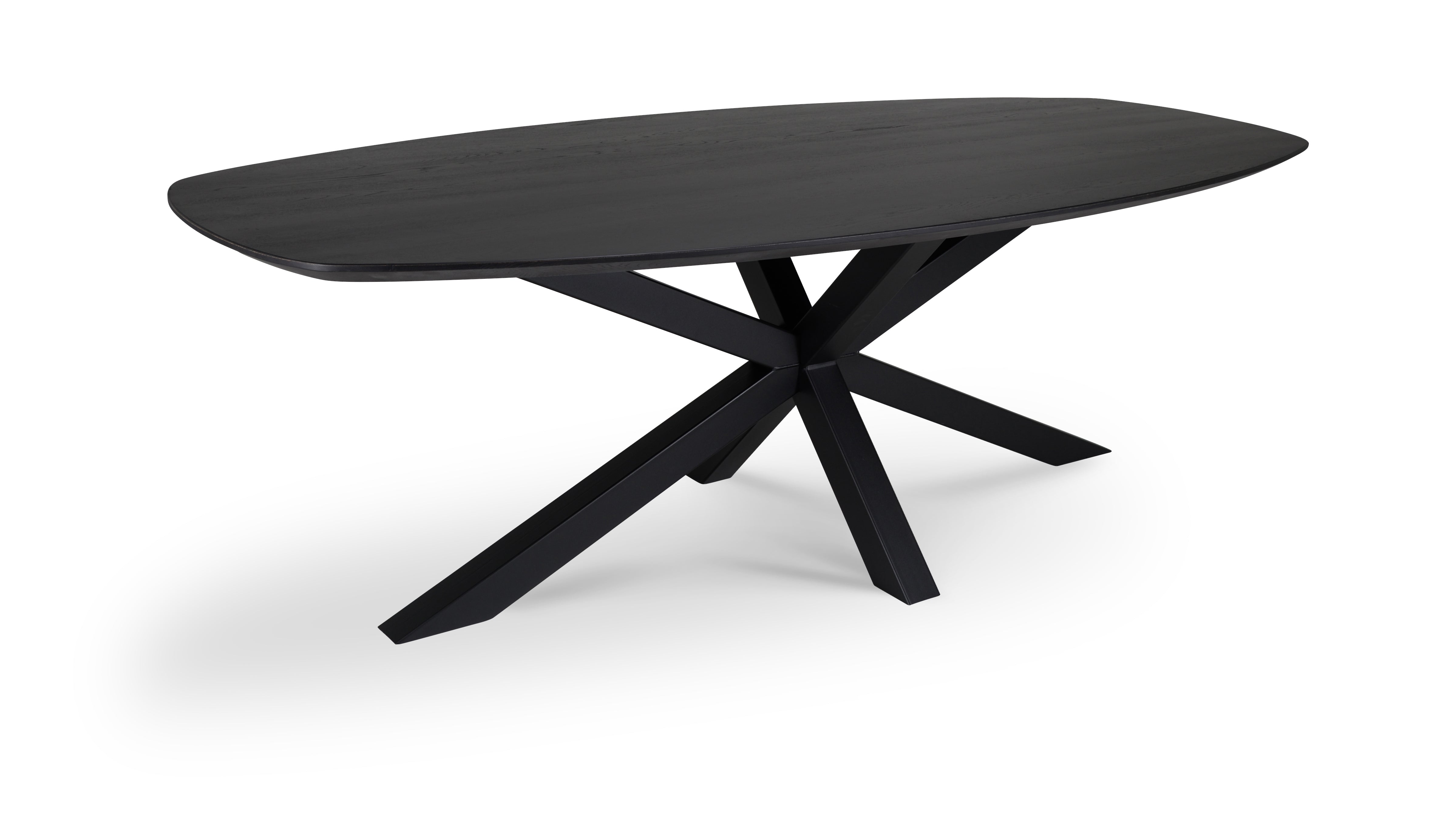 Tafelblad Dune - Eiken - Deens ovaal - verjongd Tafelblad Kleur Smoked Black 240 X 110 X 4