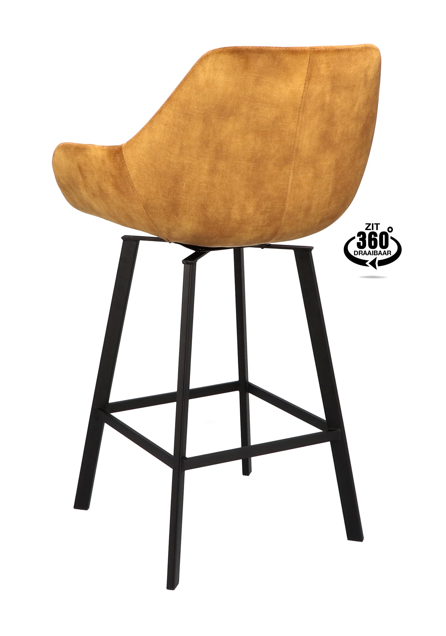 Barkruk met armleuning Royal - ZH 65 Stof Adore Cognac Leg Black