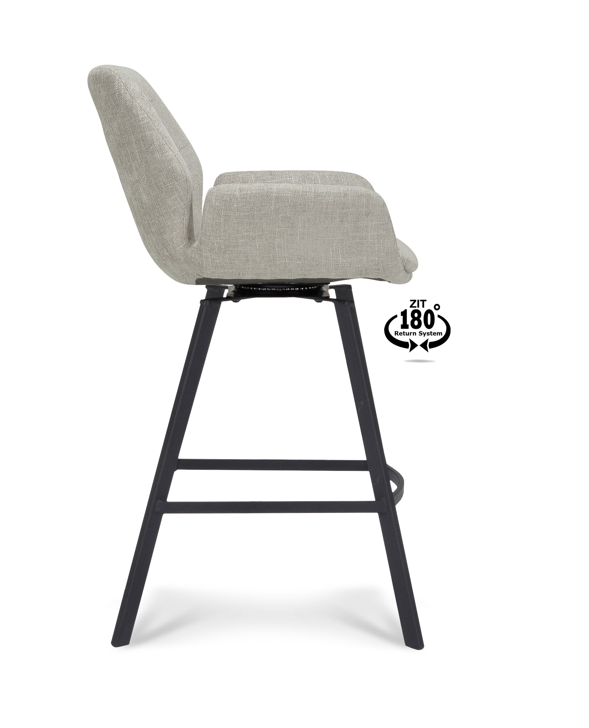 Barkruk met armleuning Luton - ZH 65 Stof Miami Taupe Poot Black 180° Return-system