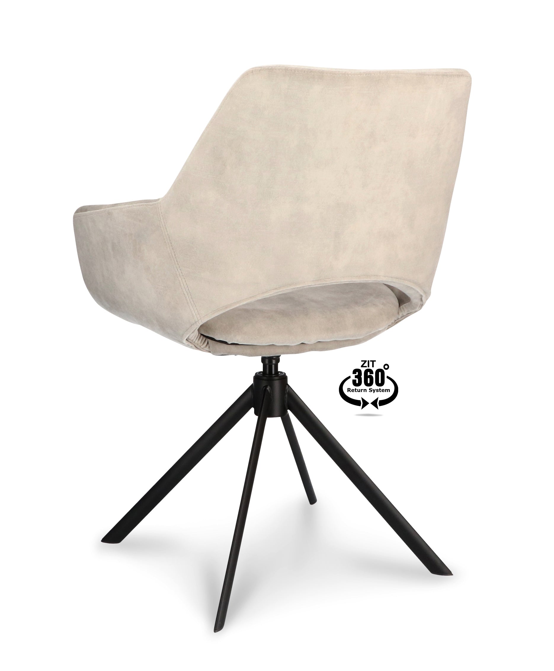 Armstoel Ahsoka Stof Adore Oyster Leg Black 360° Return-system