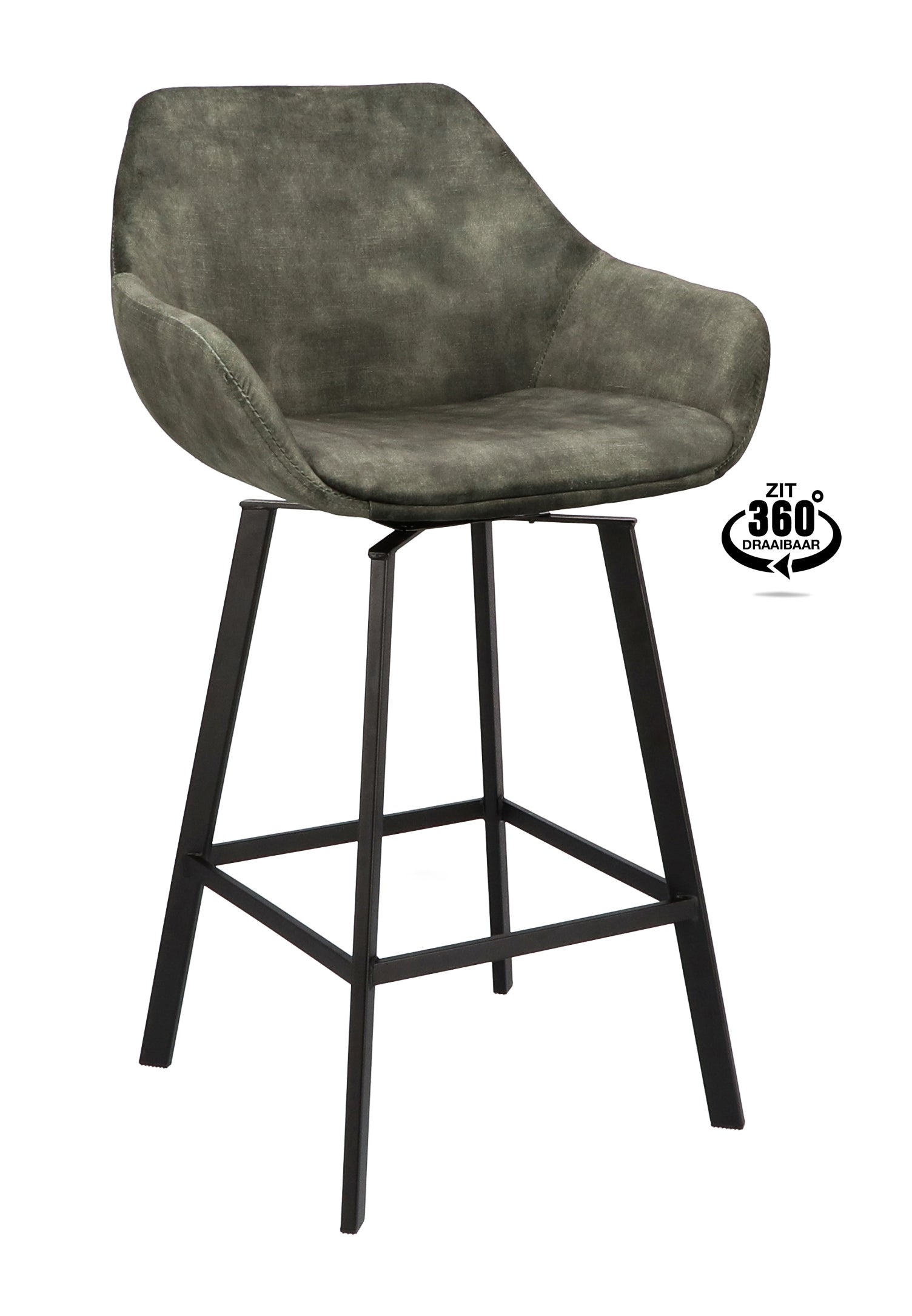 Barkruk met armleuning Royal - ZH 65 Stof Adore Hunter Leg Black