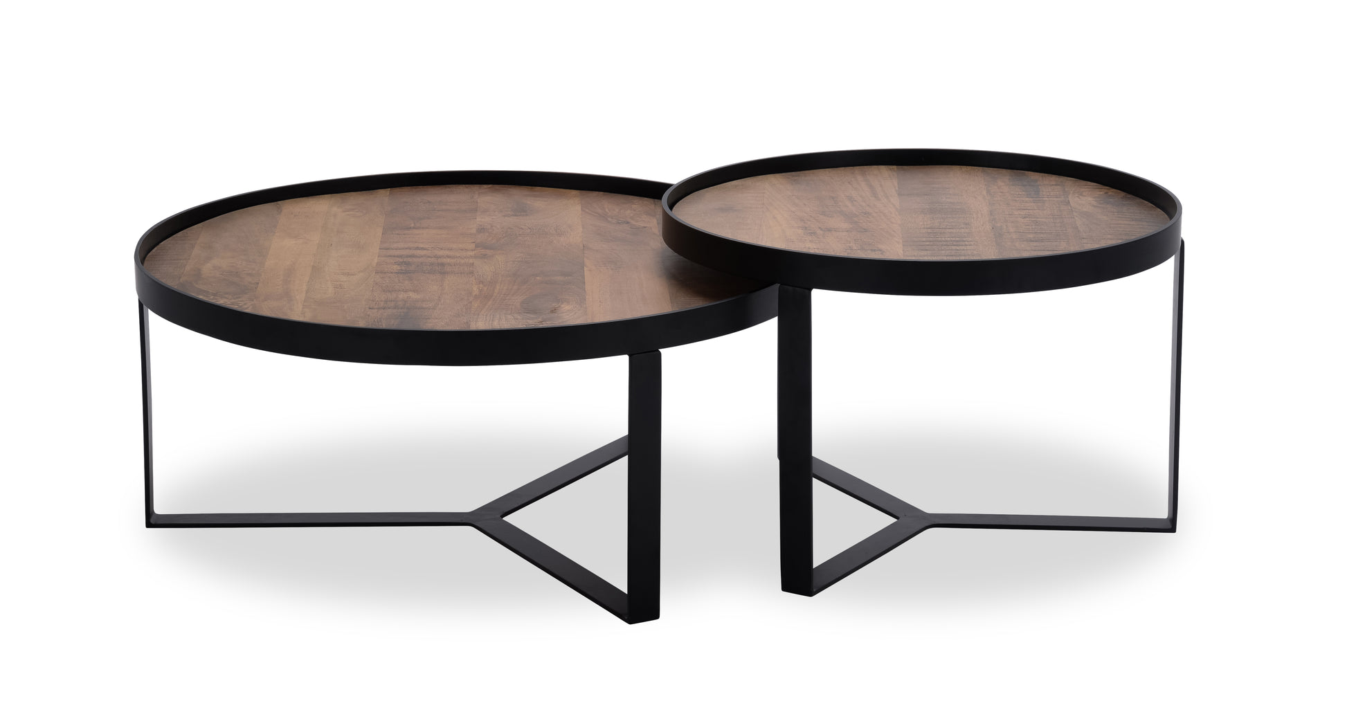 Salontafel Hunt 005 (2-delig) Wood Natural Metal Matt Black