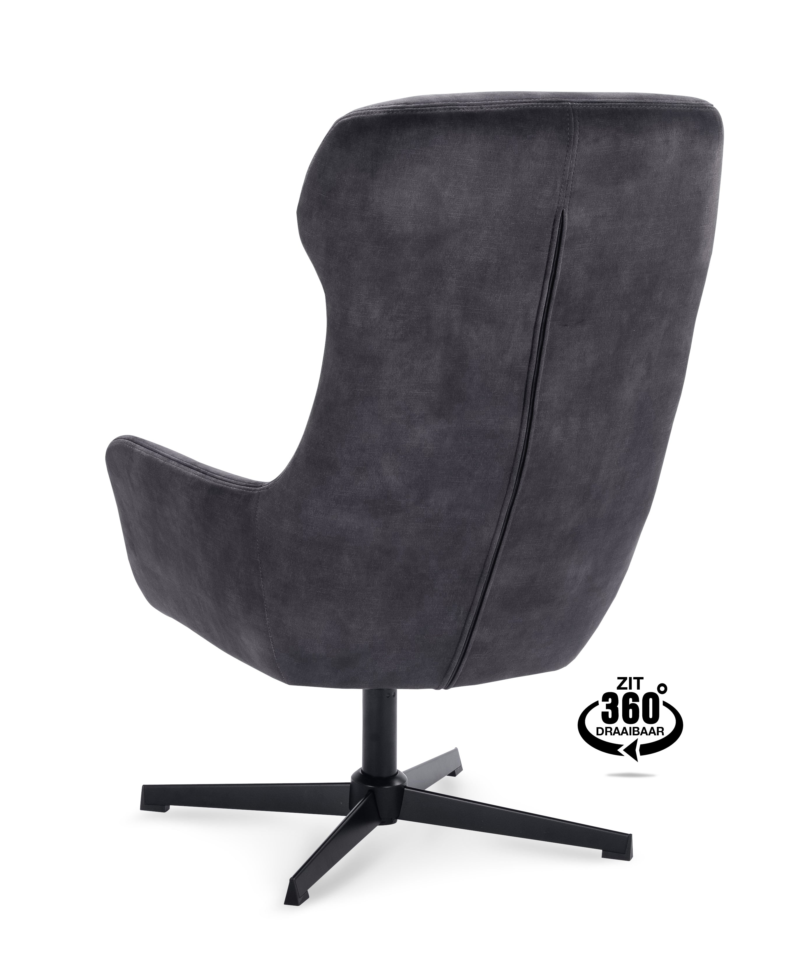 Fauteuil Vienna Stof Adore Anthracite Draaivoet Zwart