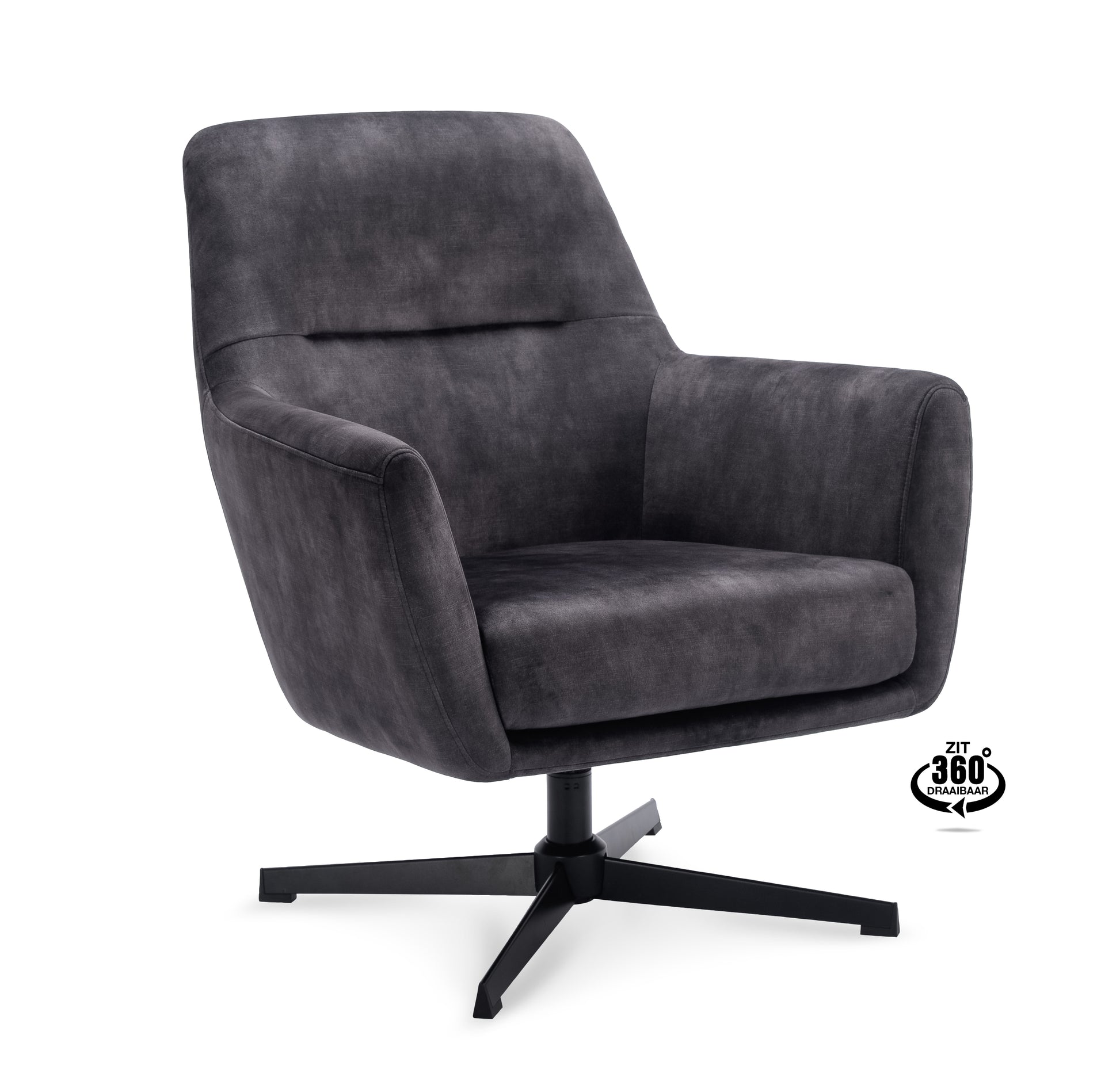 Fauteuil Edge Stof Alpine Ivory Draaivoet Zwart