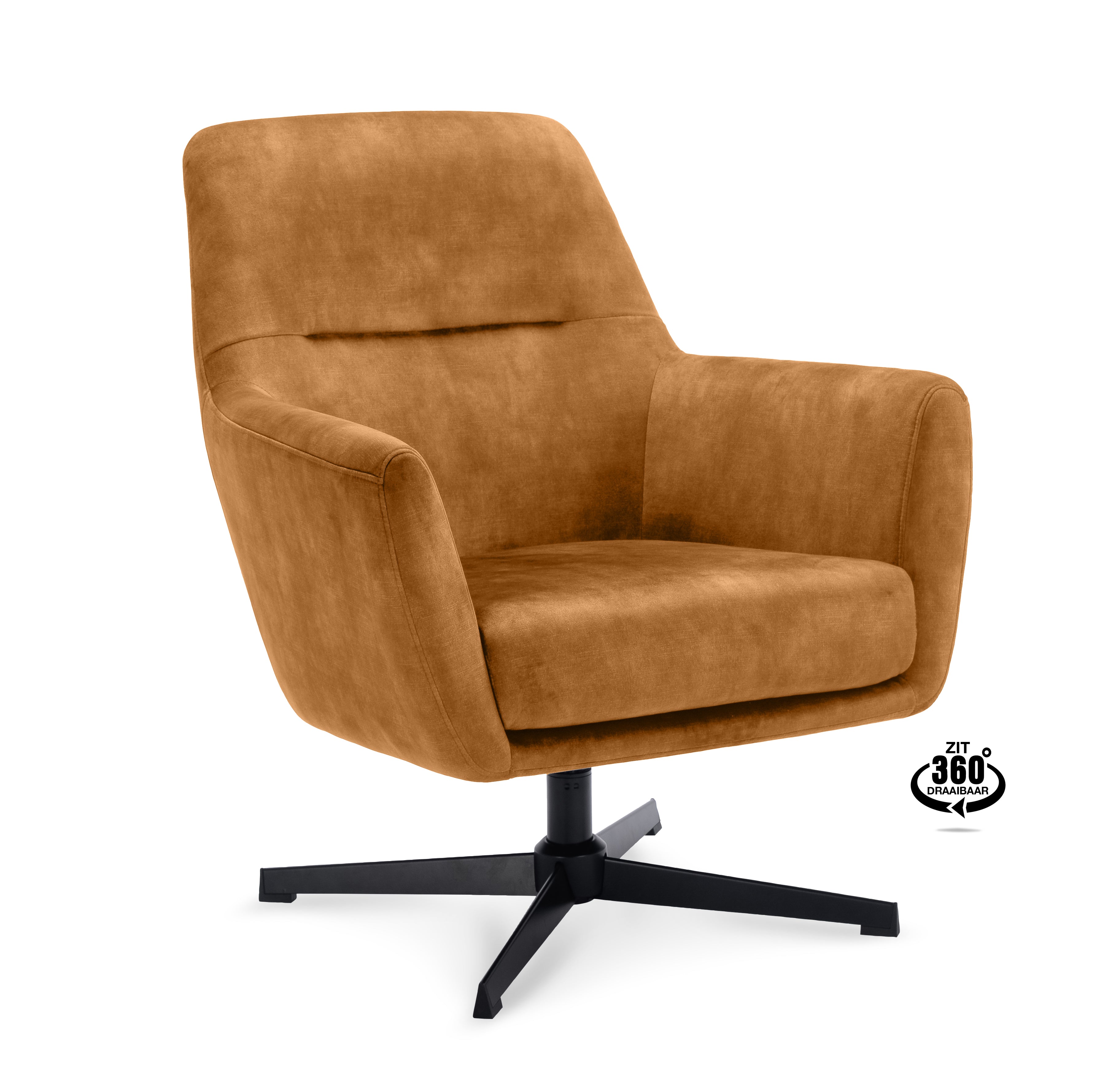 Fauteuil Edge Stof Alpine Ivory Draaivoet Zwart