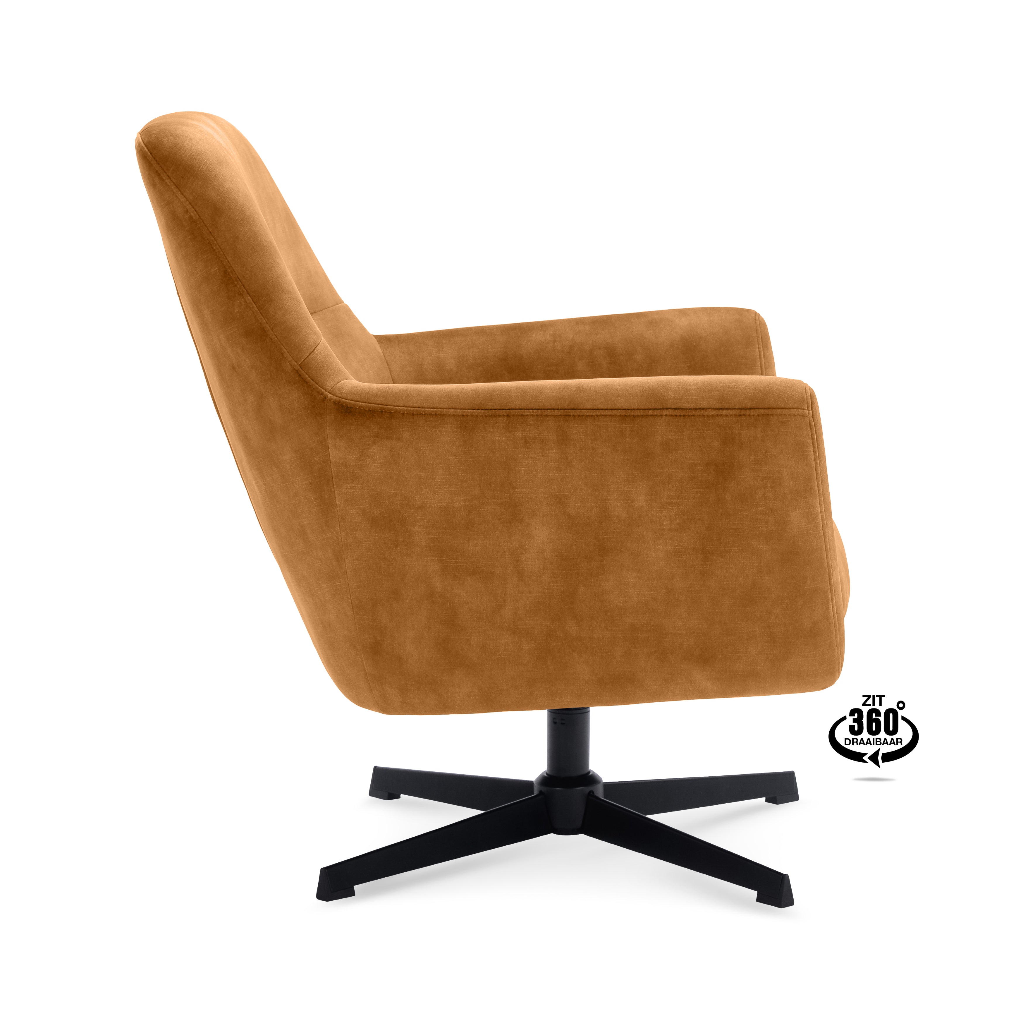 Fauteuil Edge Stof Alpine Ivory Draaivoet Zwart