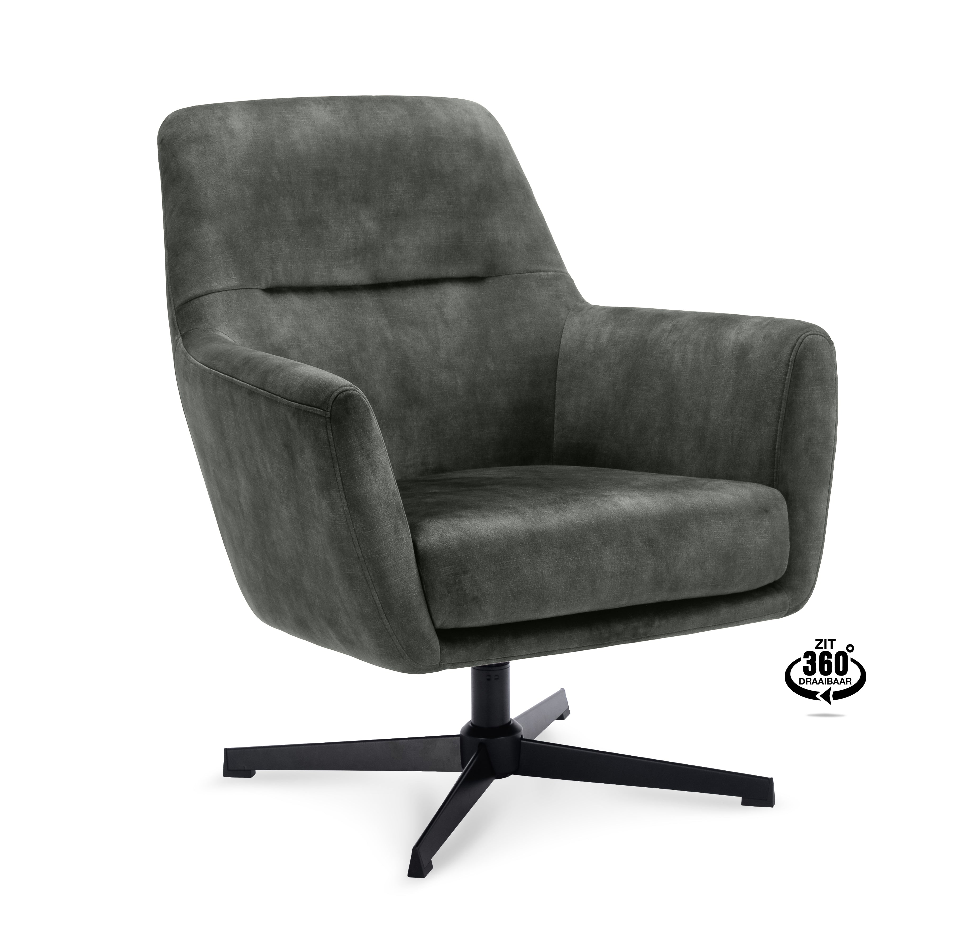 Fauteuil Edge Stof Alpine Ivory Draaivoet Zwart