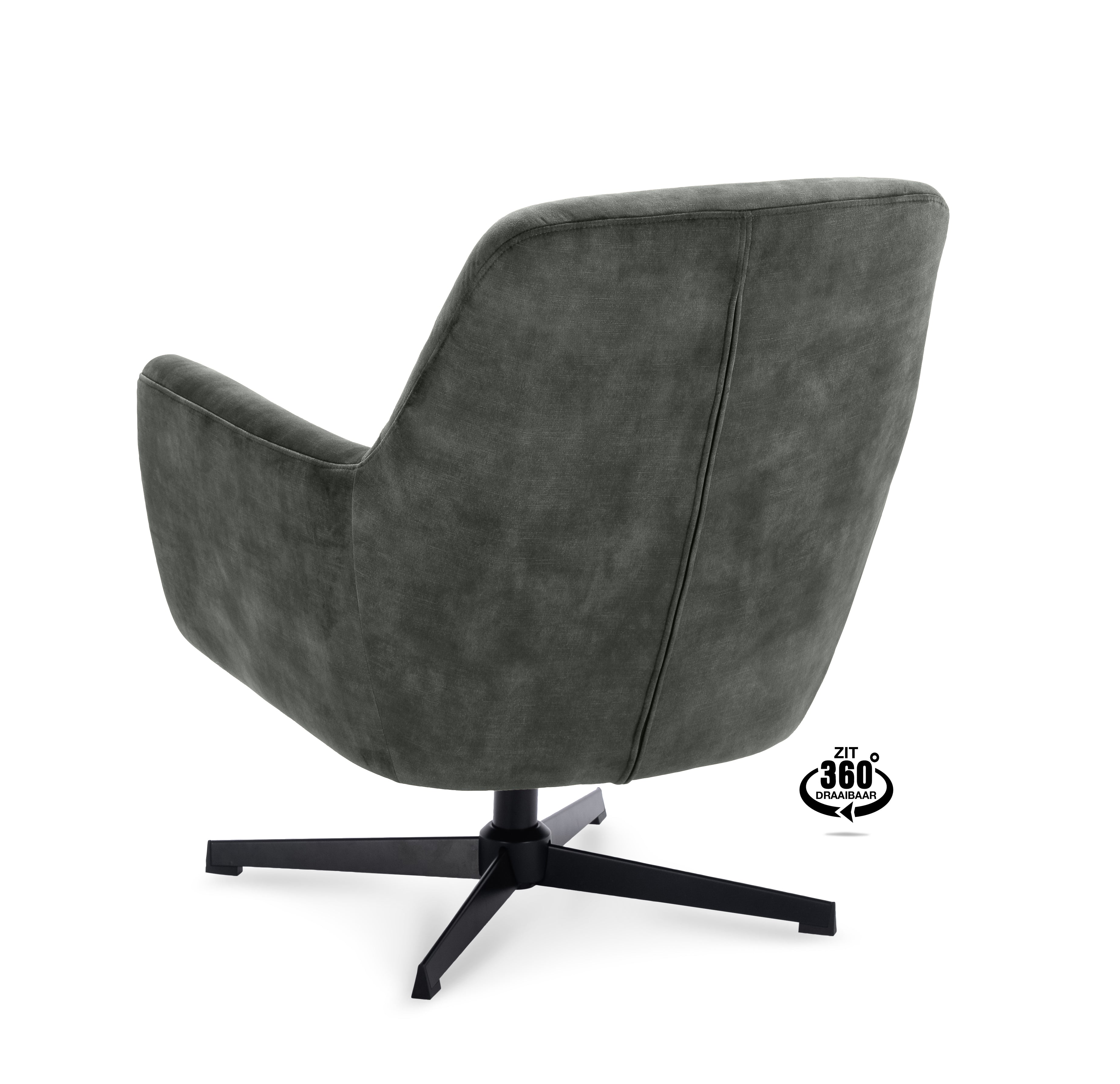 Fauteuil Edge Stof Alpine Ivory Draaivoet Zwart
