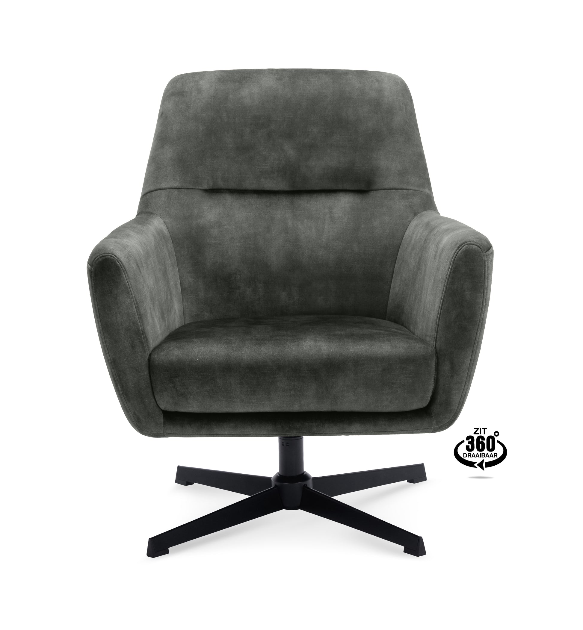 Fauteuil Edge Stof Alpine Ivory Draaivoet Zwart