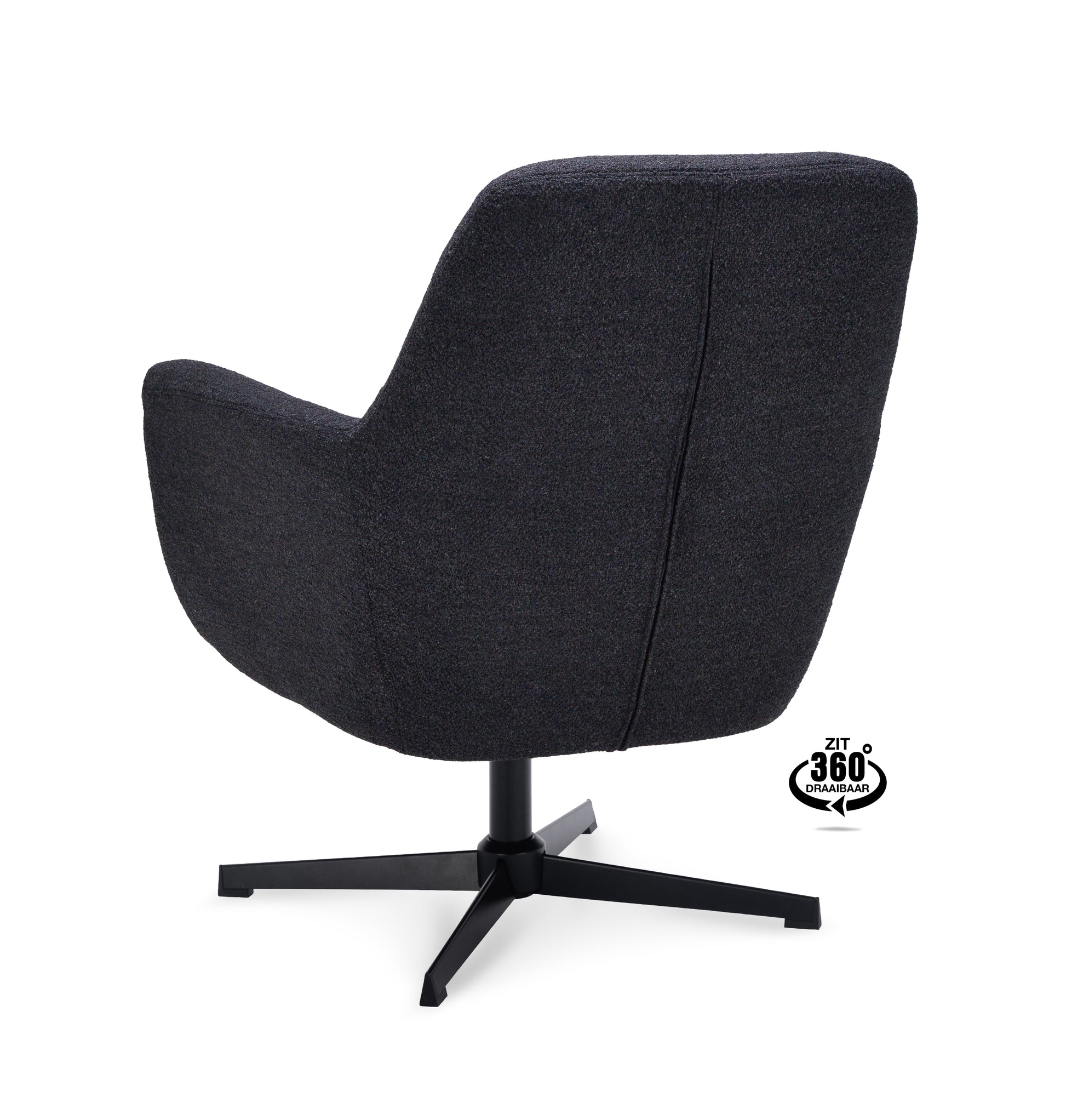 Fauteuil Edge Stof Alpine Ivory Draaivoet Zwart