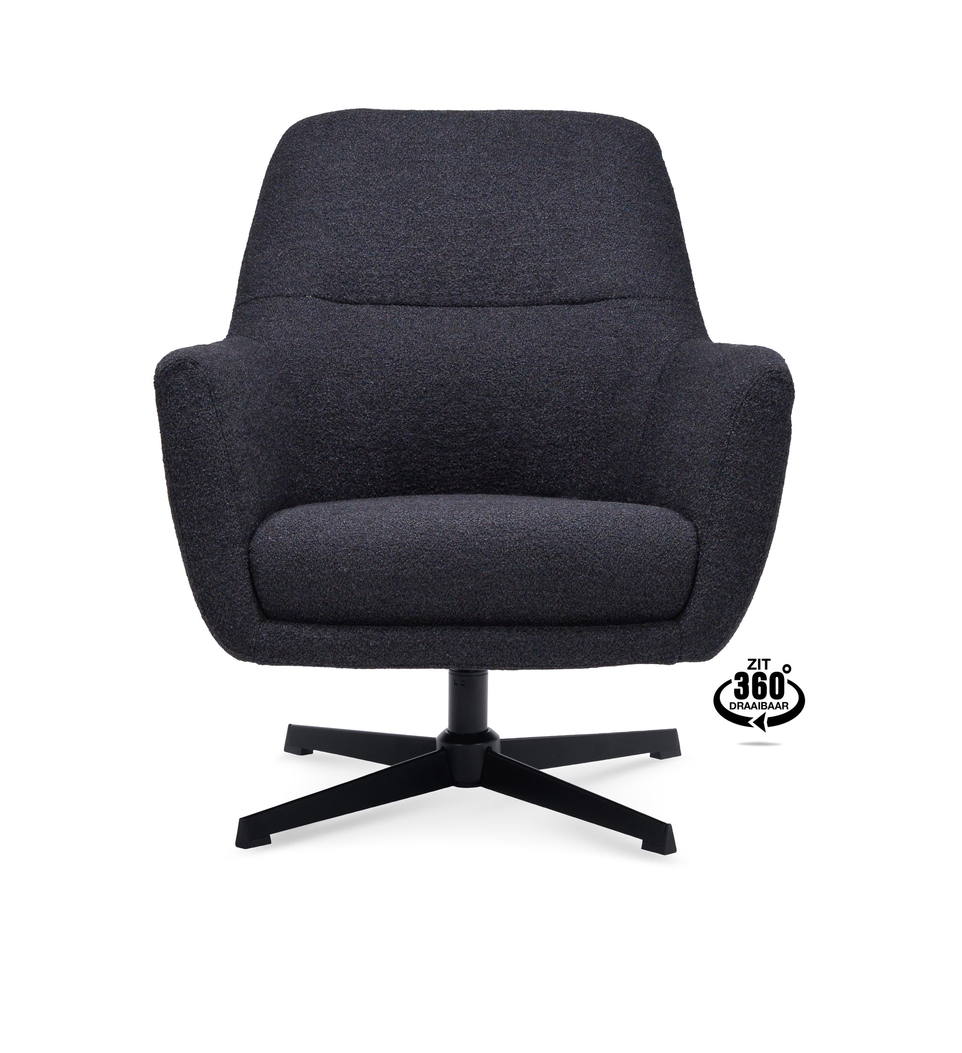 Fauteuil Edge Stof Alpine Onyx Draaivoet Zwart