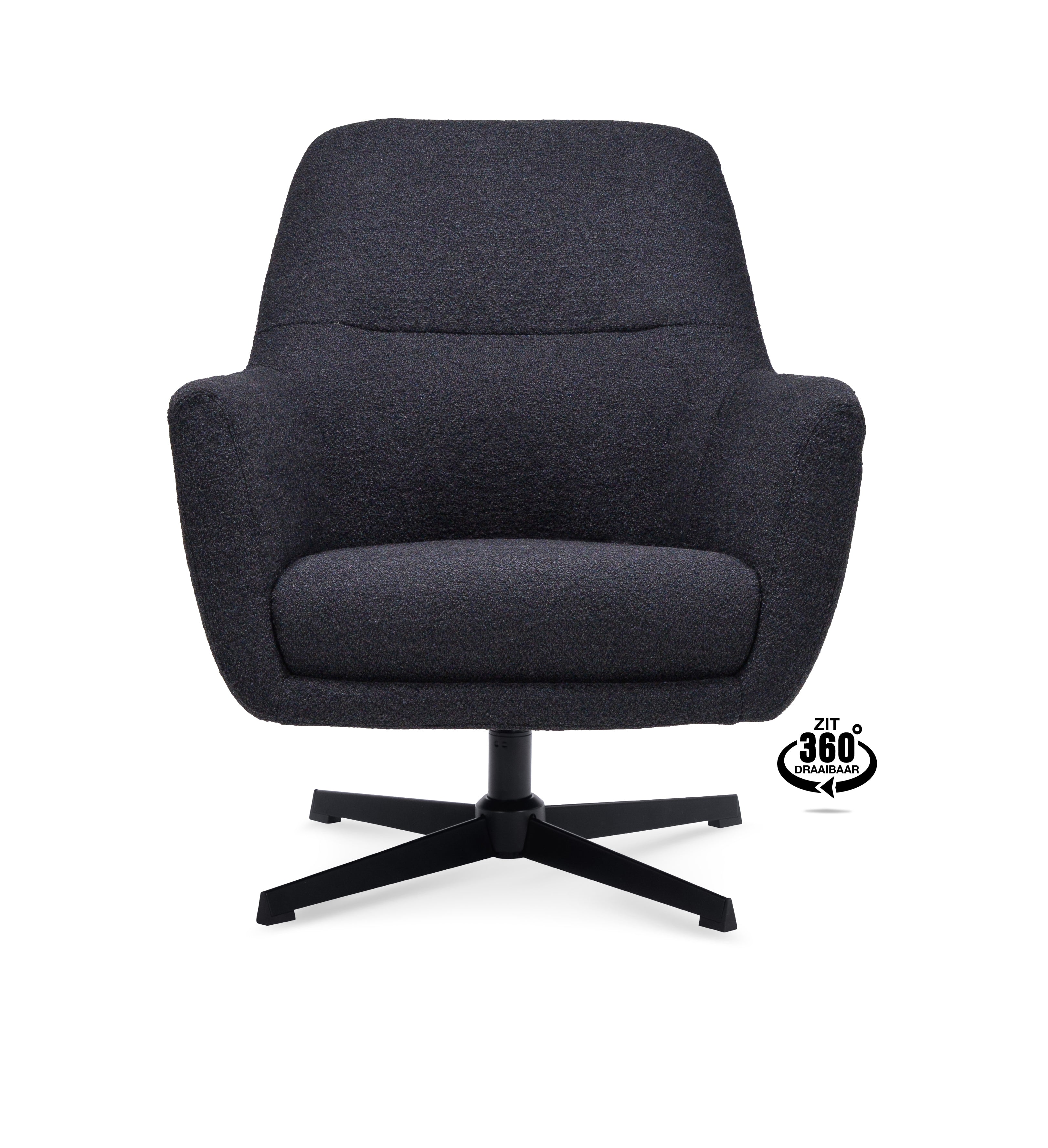 Fauteuil Edge Stof Alpine Ivory Draaivoet Zwart