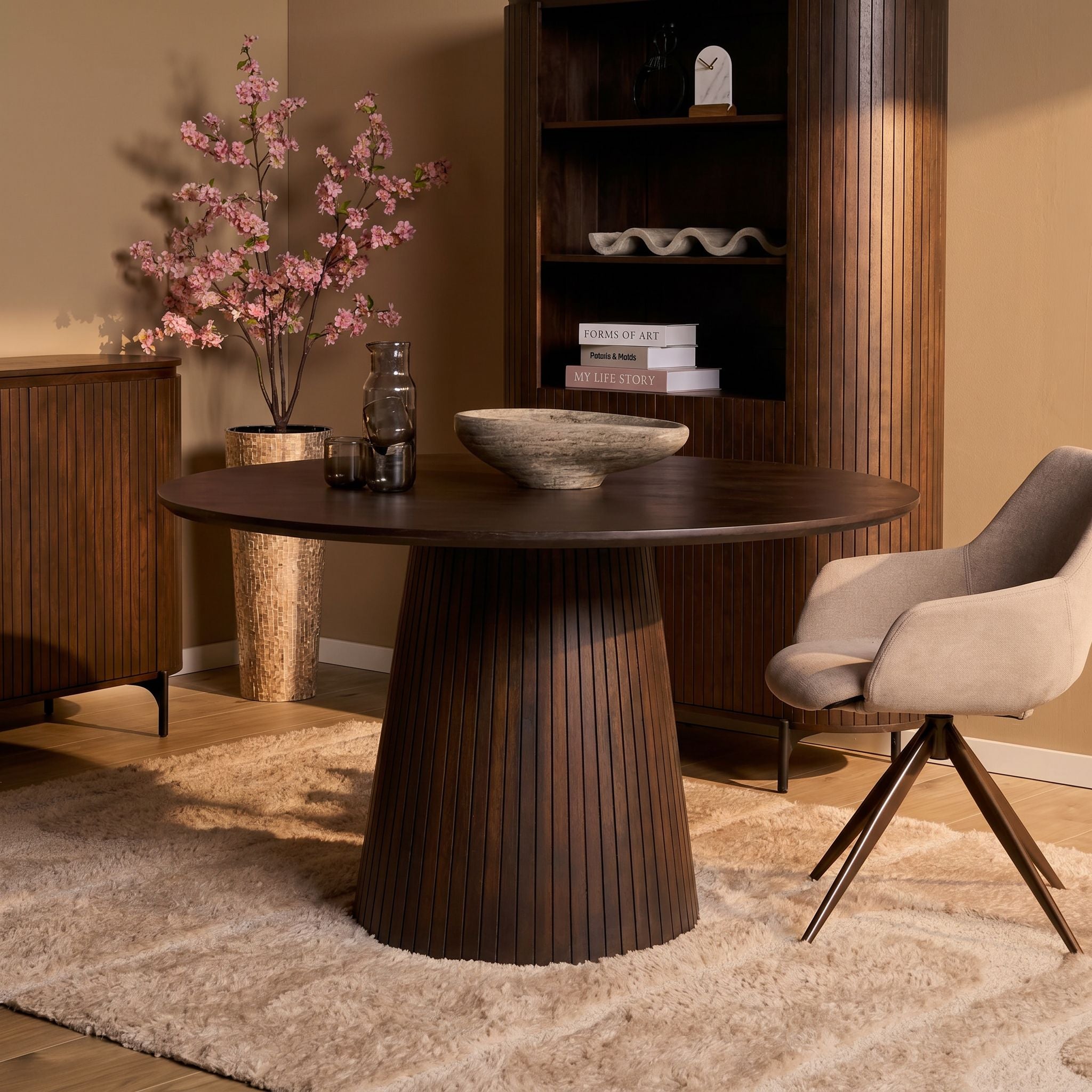 Ronde Eettafel Solana Bruin Mangohout 130 cm