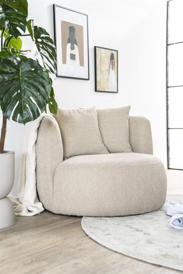 Fauteuil Louis met kussen - beige Spark