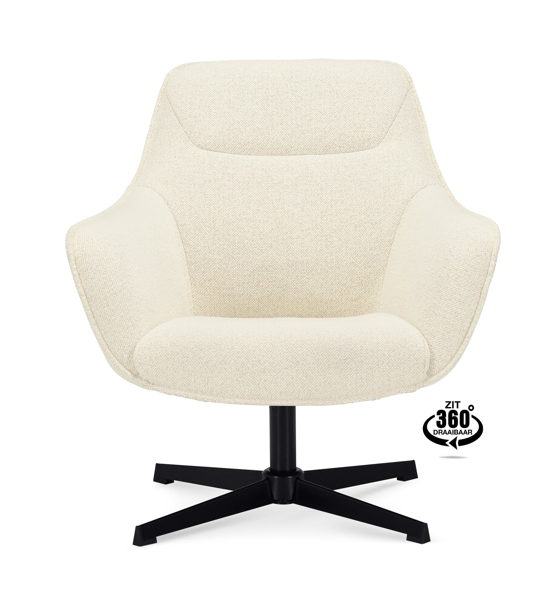 Fauteuil Ezra 360 Draaibaar Stof Mose Natural Legs Black