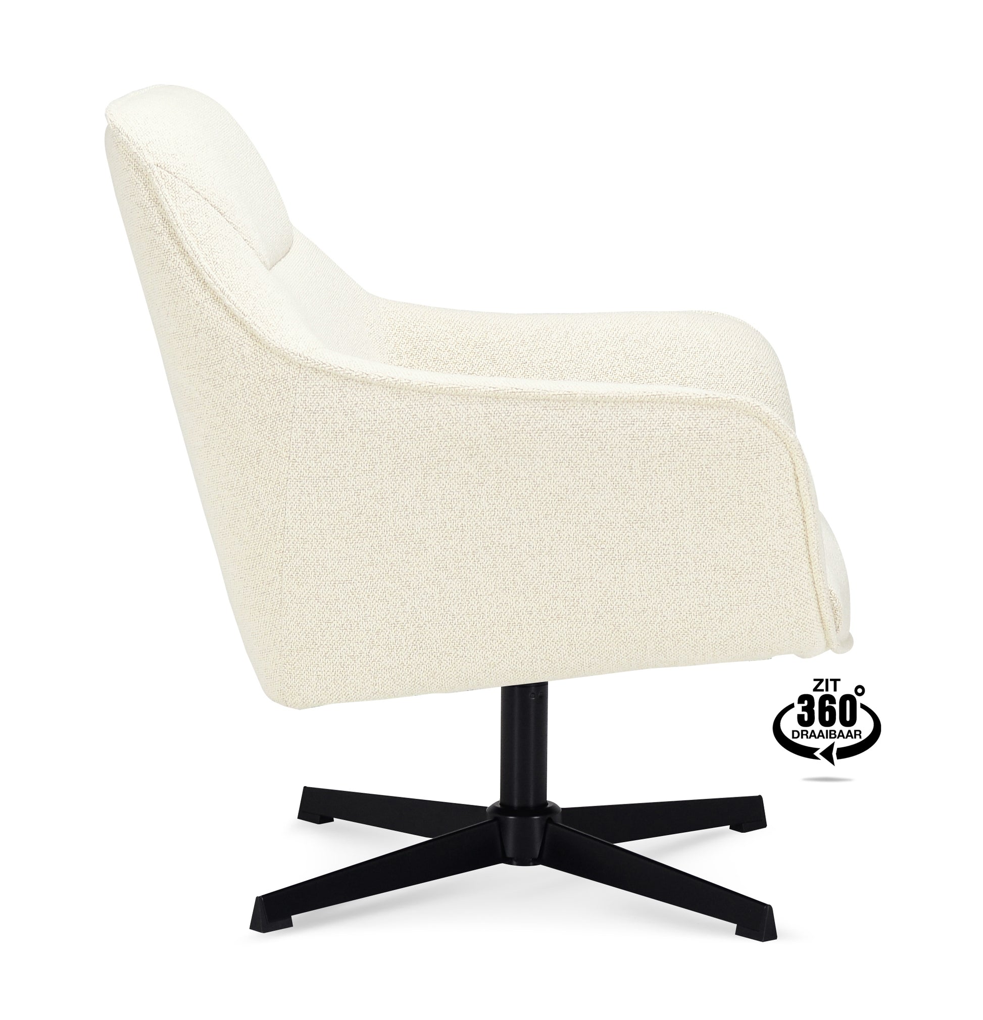 Fauteuil Ezra 360 Draaibaar Stof Mose Natural Legs Black